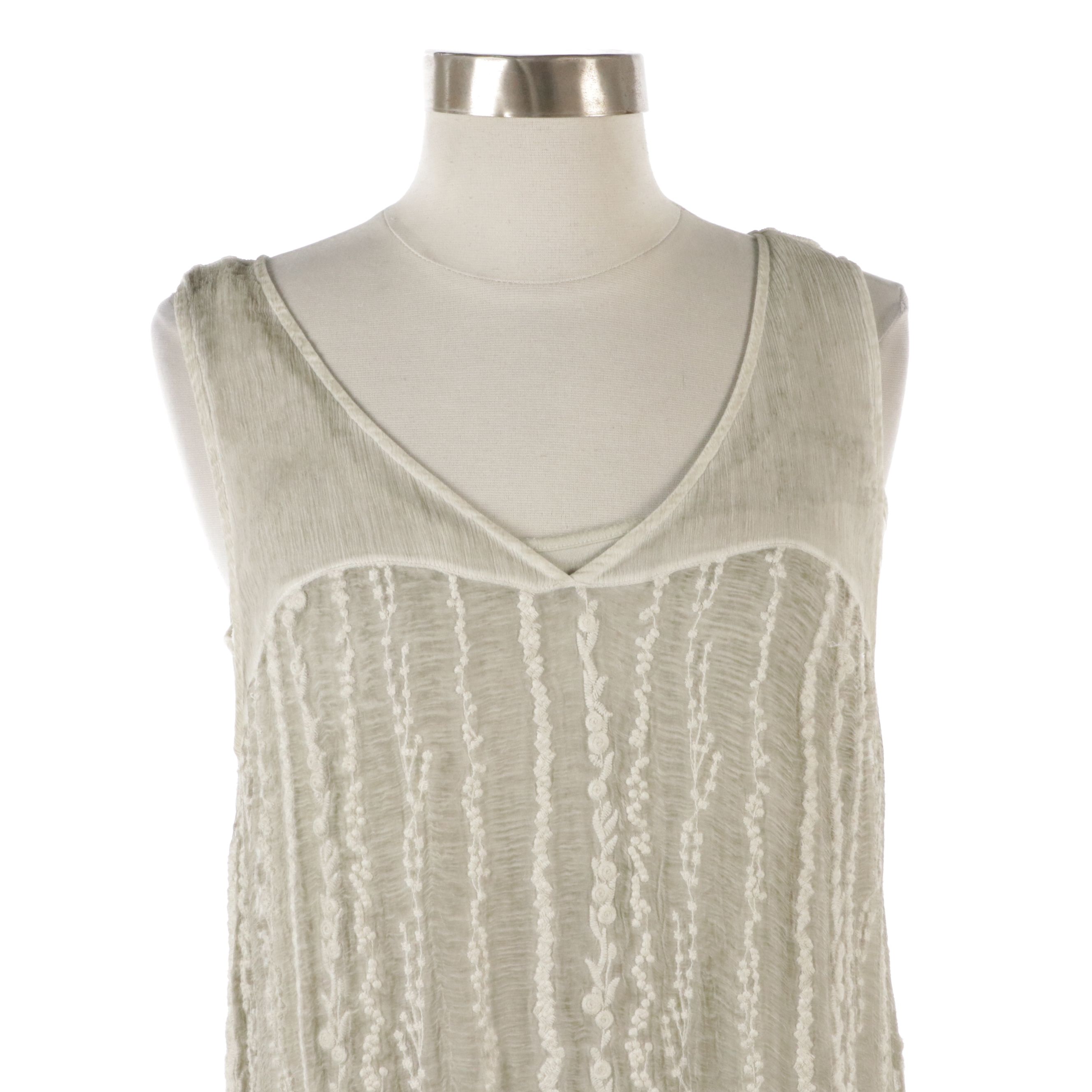 Gretty Zueger Sleeveless Silk Maxi Dresses with Cotton Embroidery