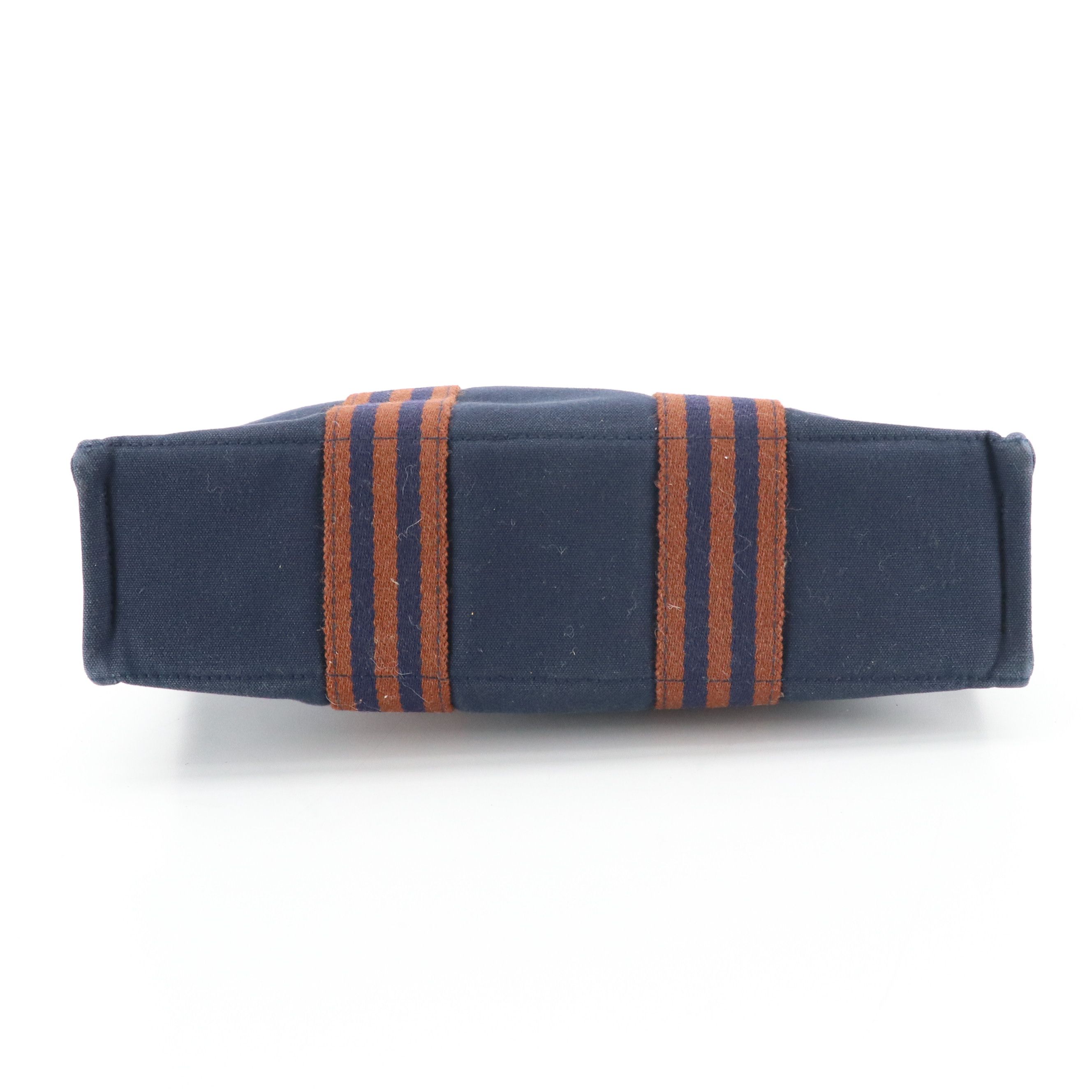 Hermès Fourre-Tout PM in Rust and Navy Blue Cotton Canvas, With Box
