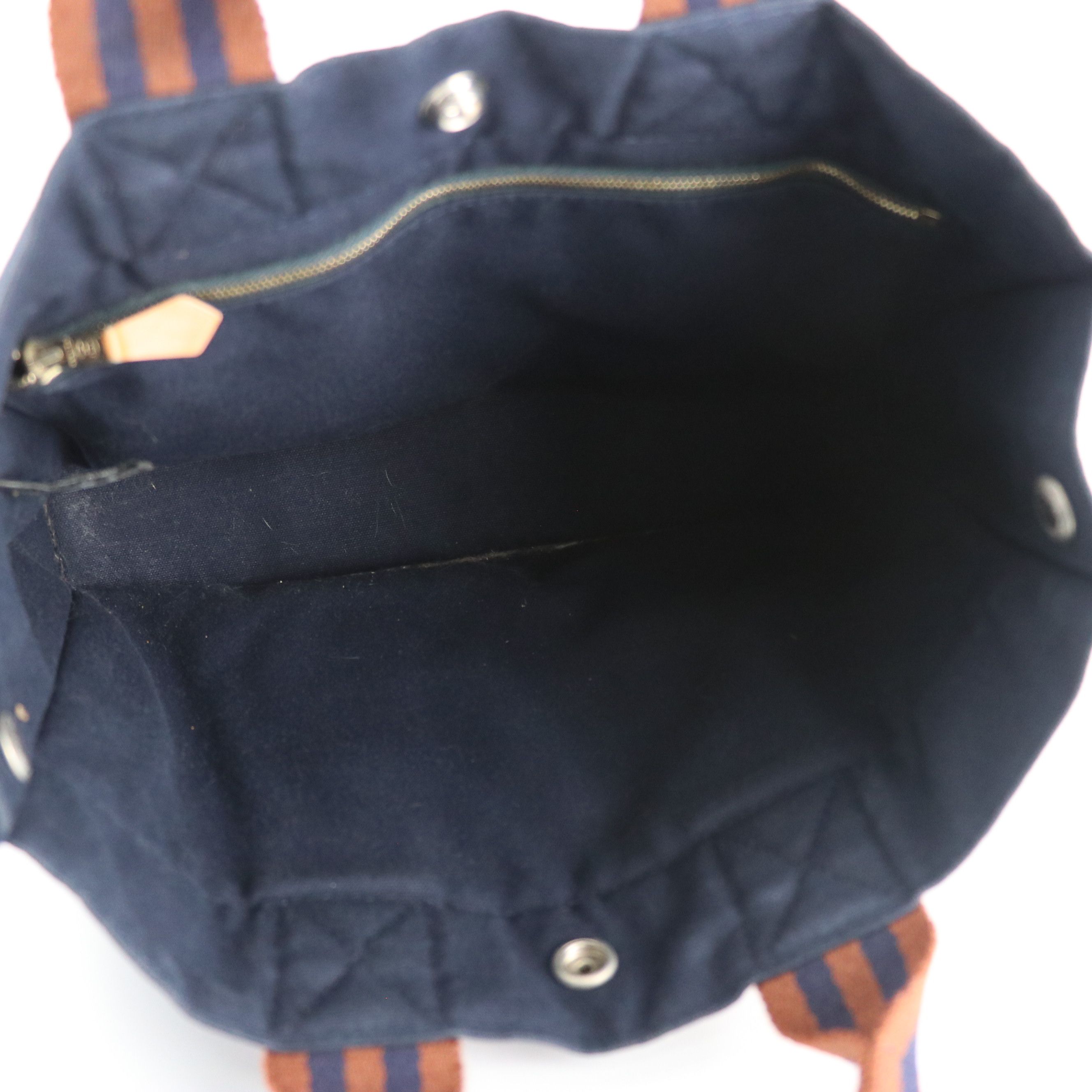 Hermès Fourre-Tout PM in Rust and Navy Blue Cotton Canvas, With Box