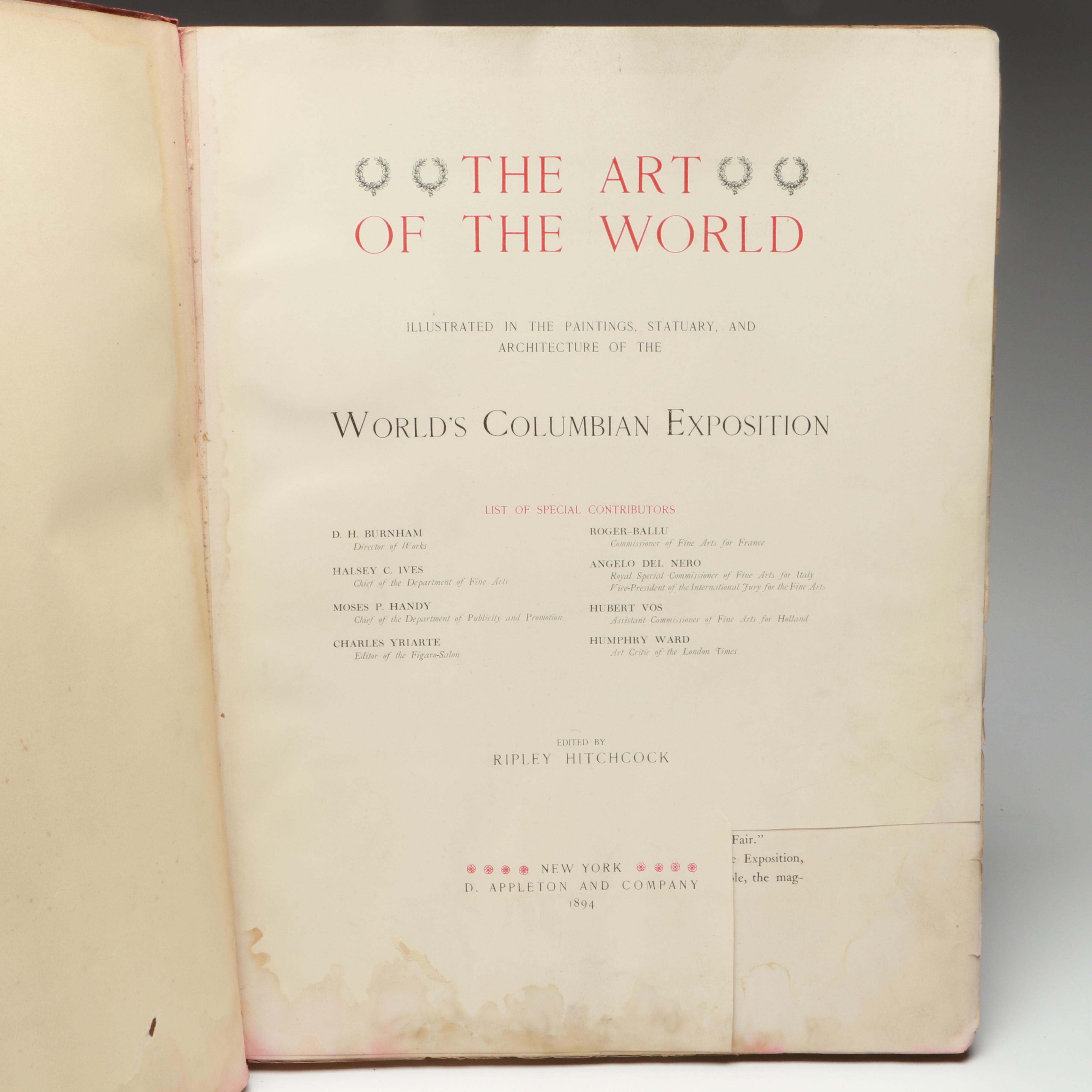 "The Art of the World" Book Series for the World's Colombian Exposition, 1894