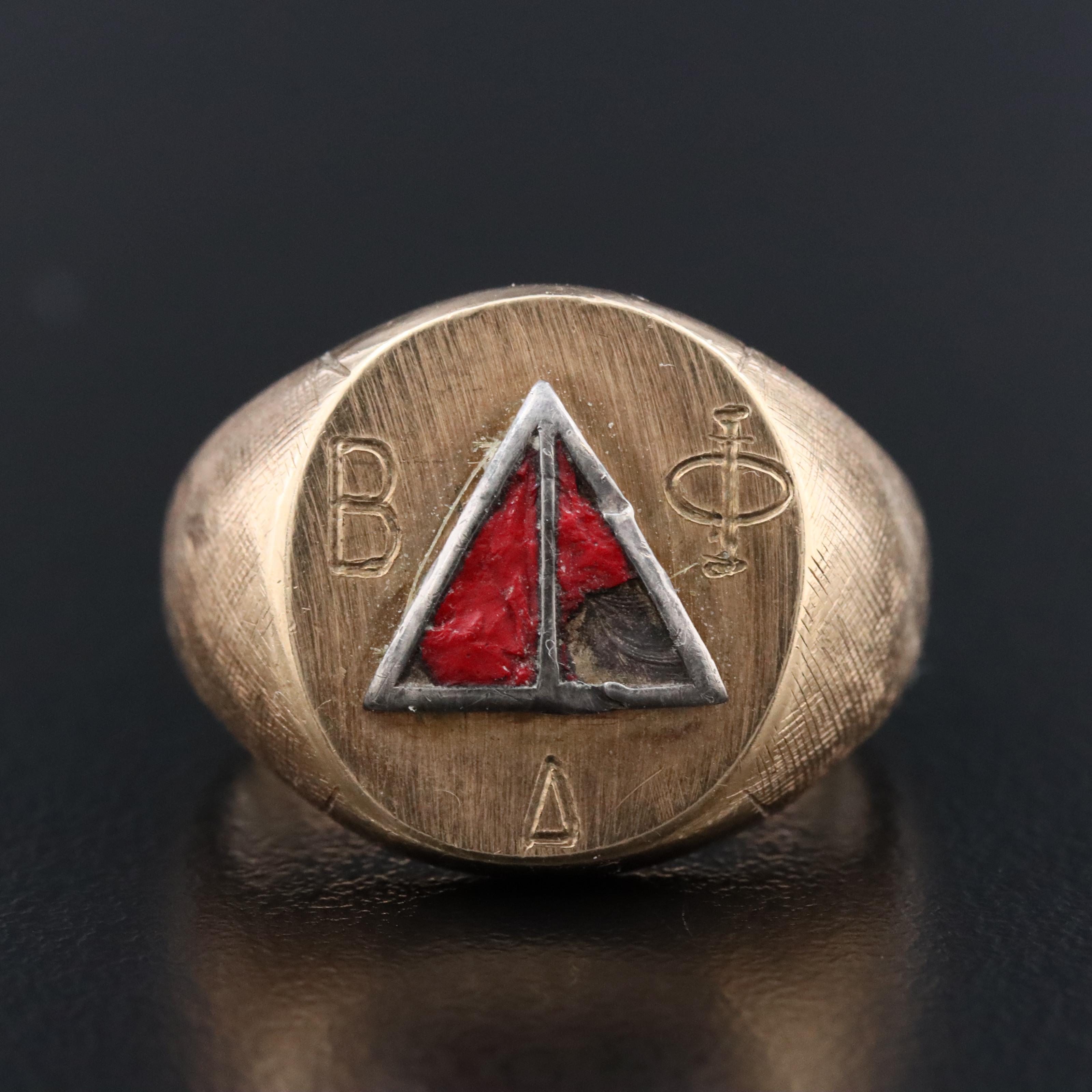 Vintage 10K Enamel Fraternity Ring
