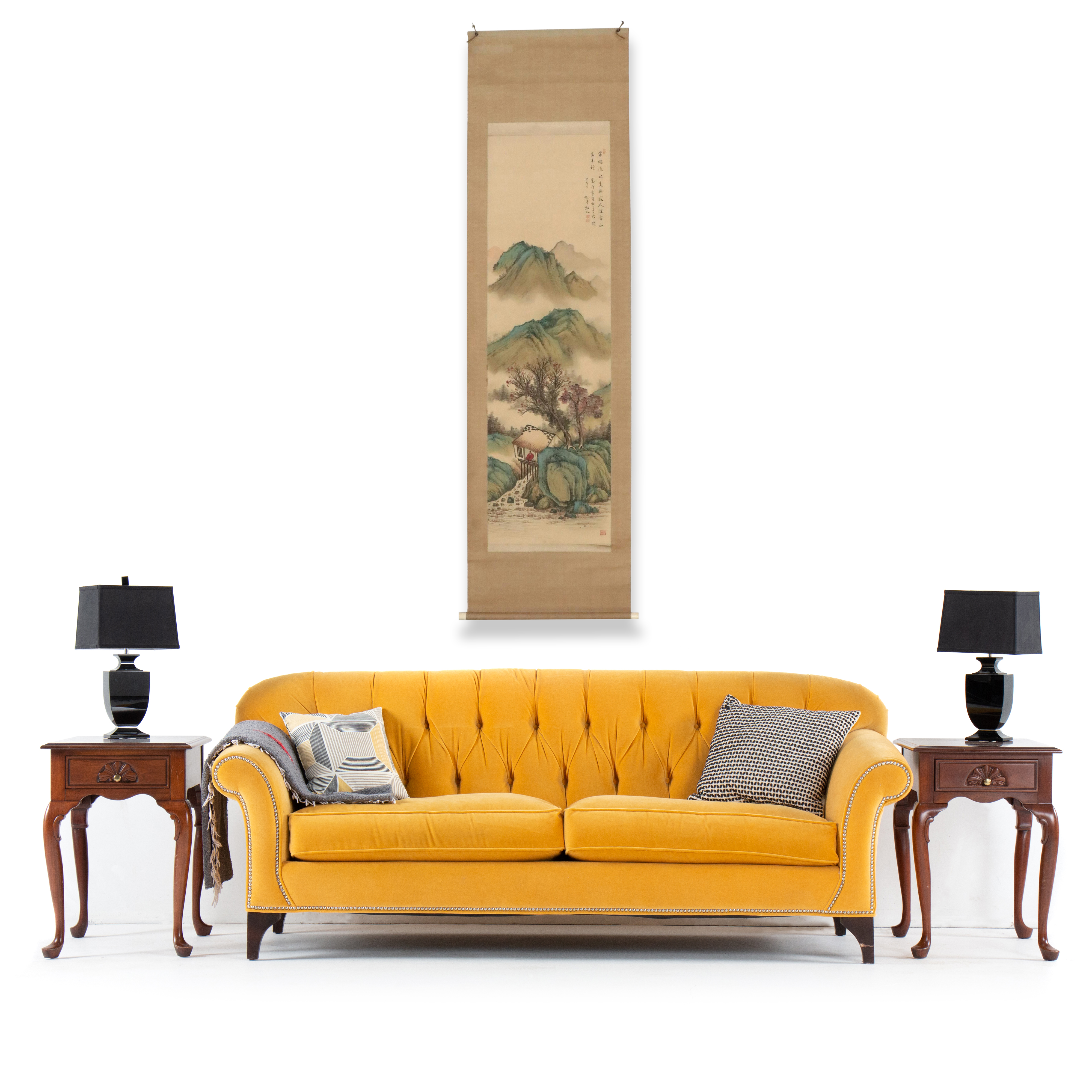 Japanese Gouache Mountain Landscape Scroll, Early 20th Century