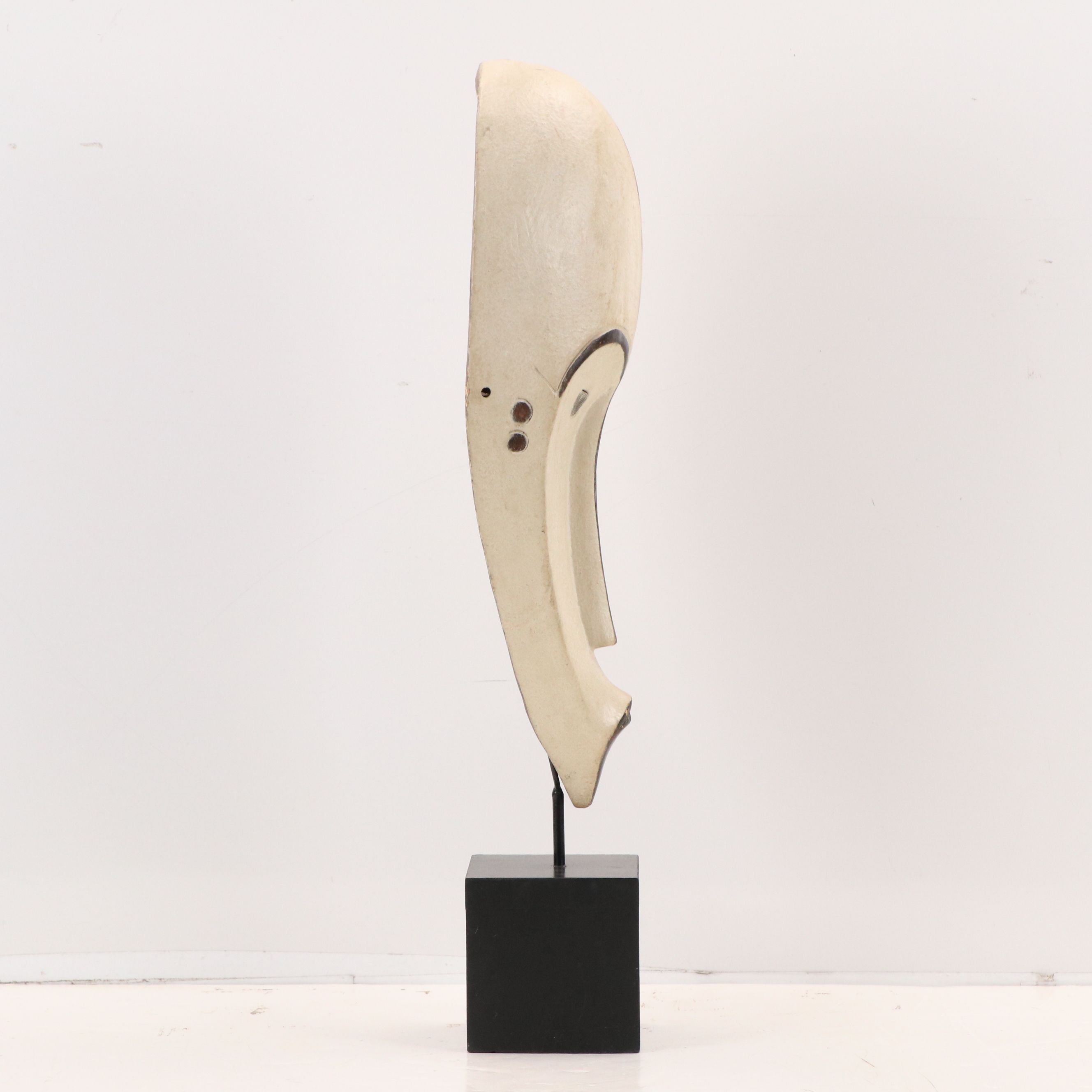 Fang Ngil Carved Wood Mask with Custom Stand, Mid to Late 20th Century