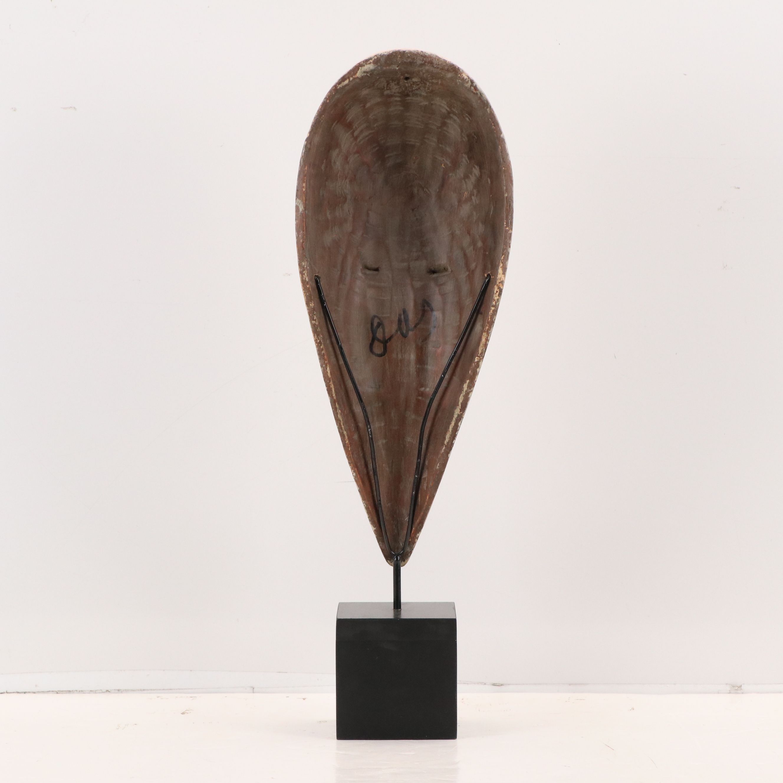 Fang Ngil Carved Wood Mask with Custom Stand, Mid to Late 20th Century