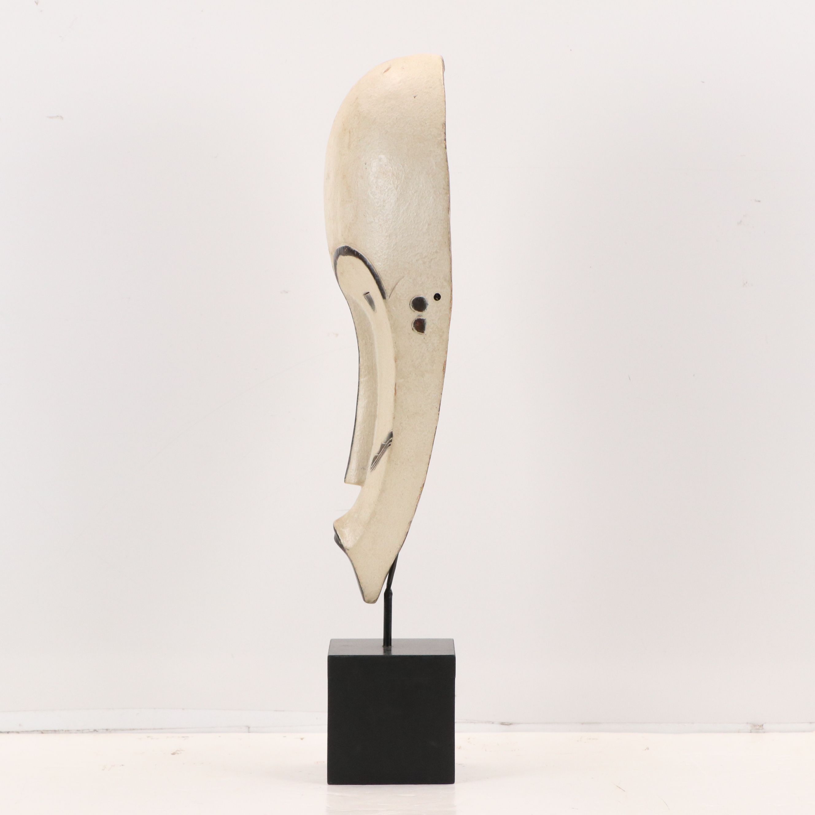 Fang Ngil Carved Wood Mask with Custom Stand, Mid to Late 20th Century