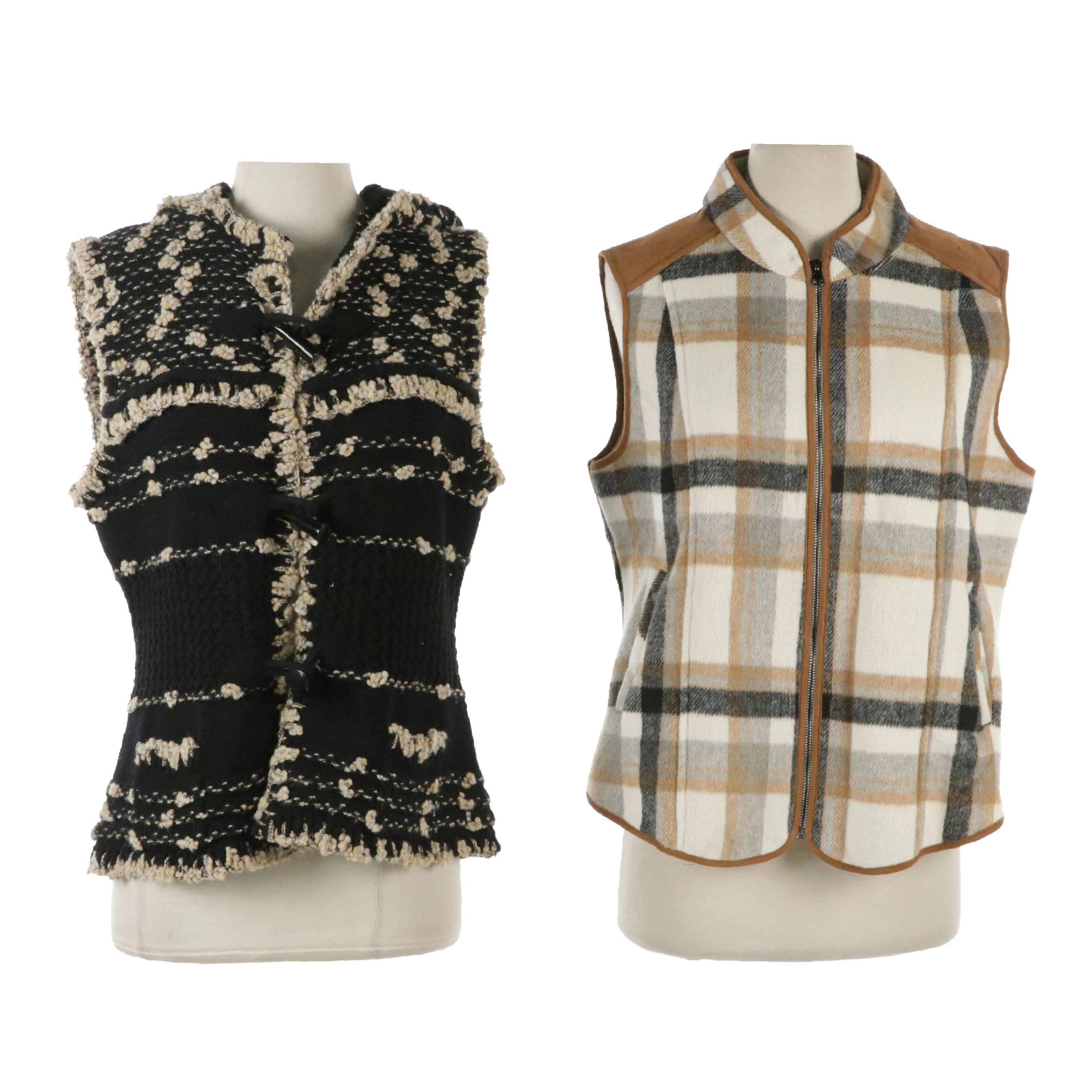 Carlisle Hooded Sweater Vest and Entro Plaid Zip Vest