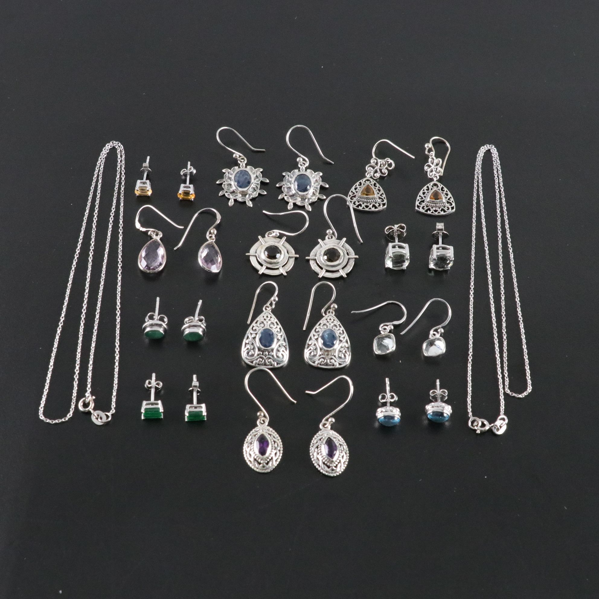 14 Assorted Sterling Earrings and Necklaces