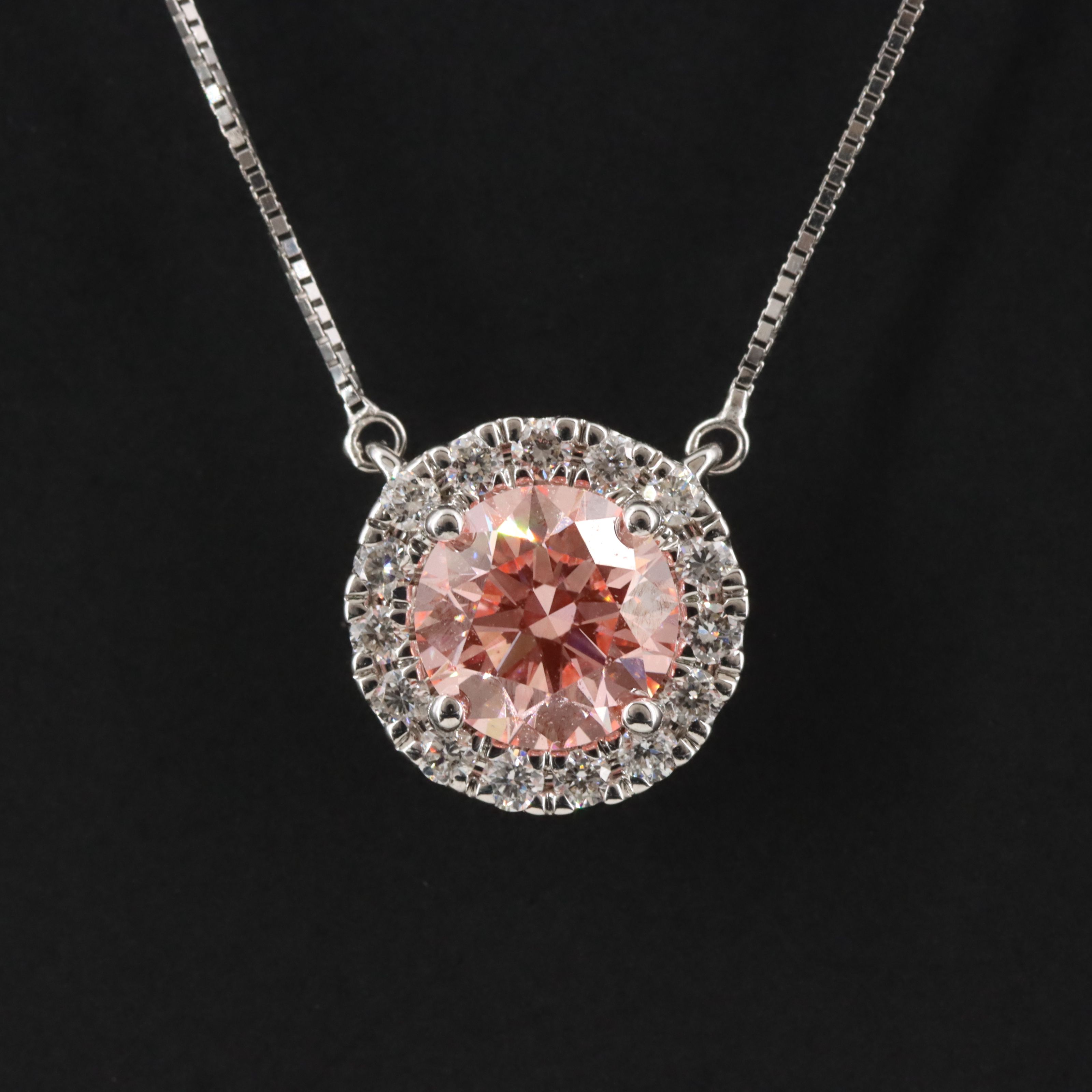 14K 0.93 CTW Lab Grown Diamond Halo Necklace