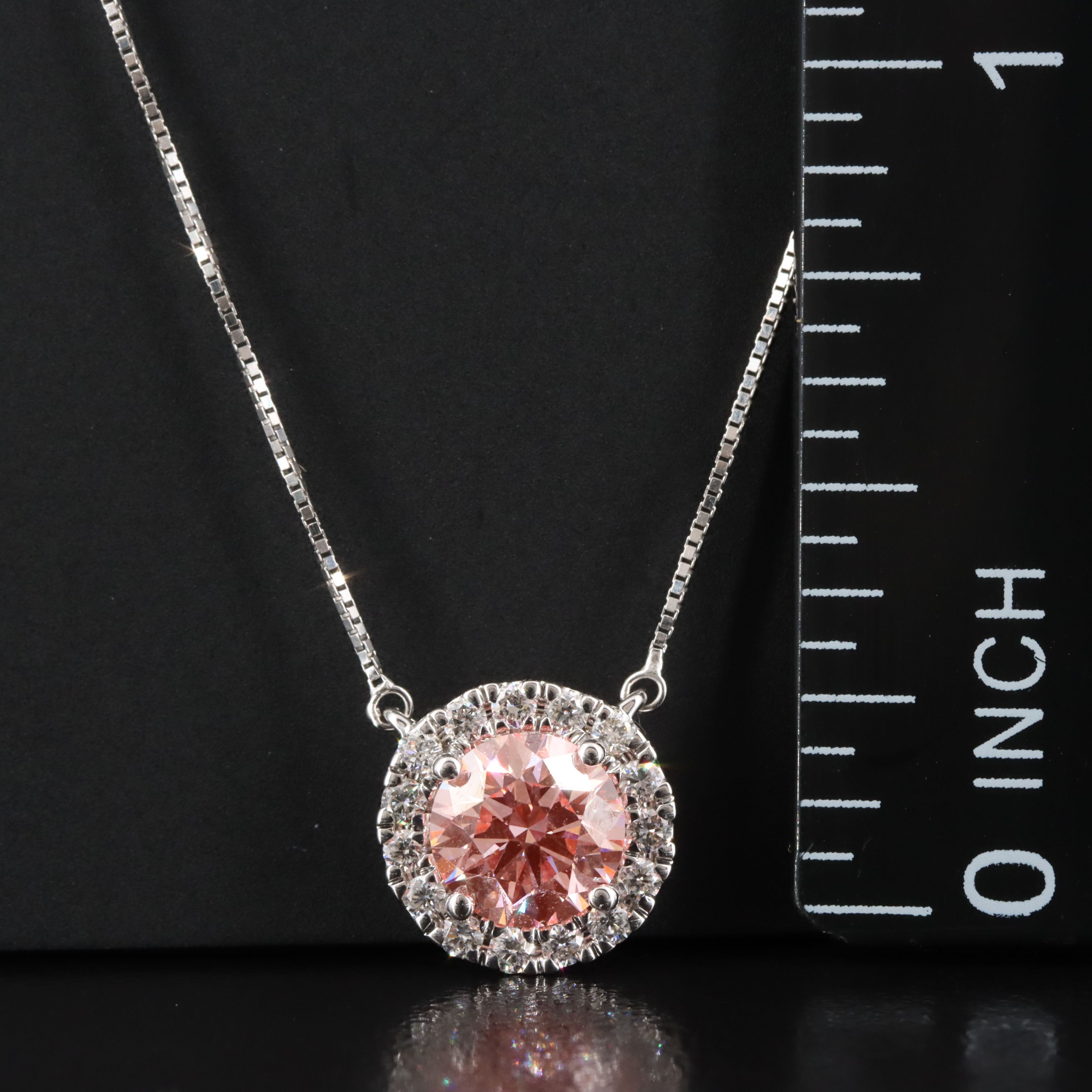 14K 0.93 CTW Lab Grown Diamond Halo Necklace