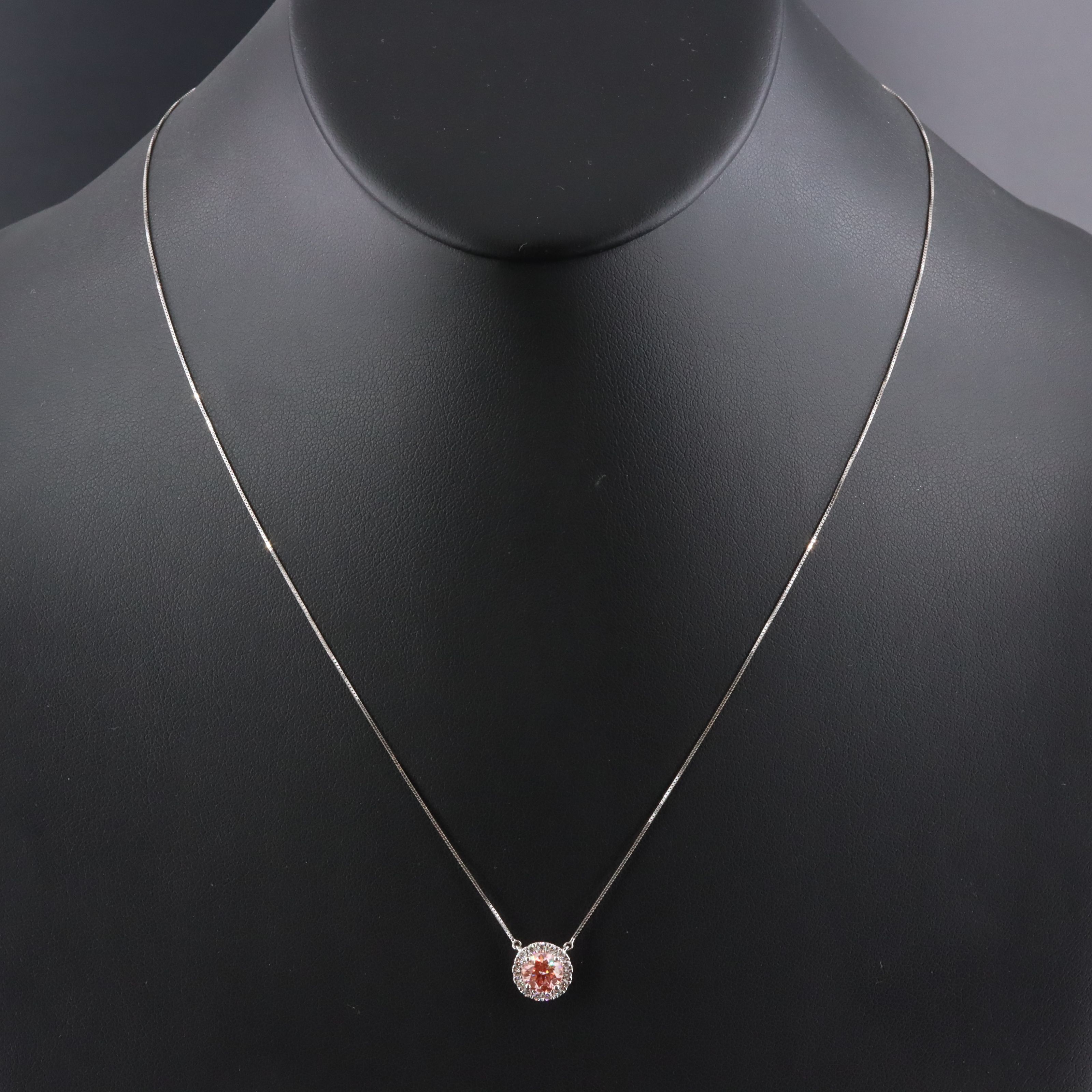 14K 0.93 CTW Lab Grown Diamond Halo Necklace