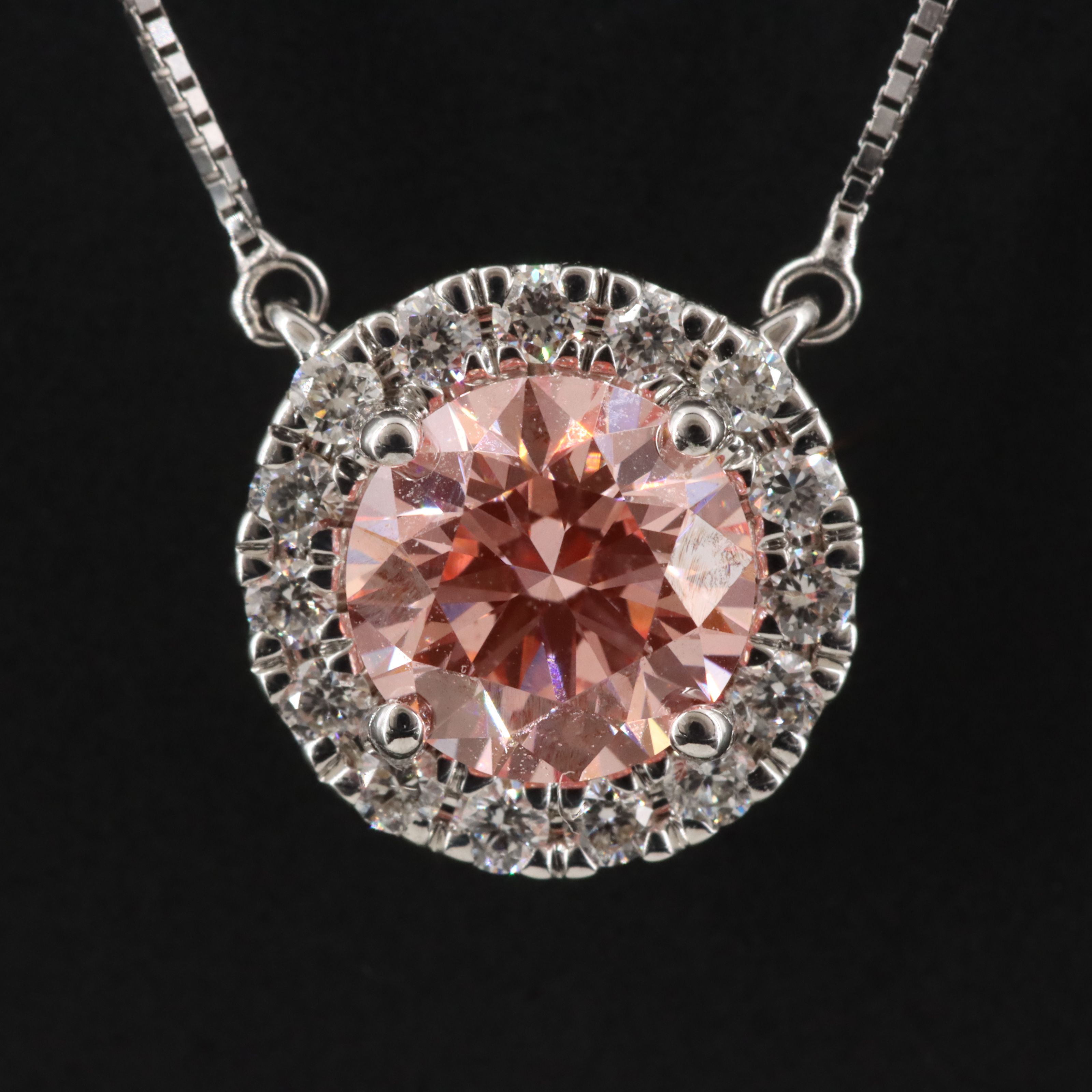 14K 0.93 CTW Lab Grown Diamond Halo Necklace