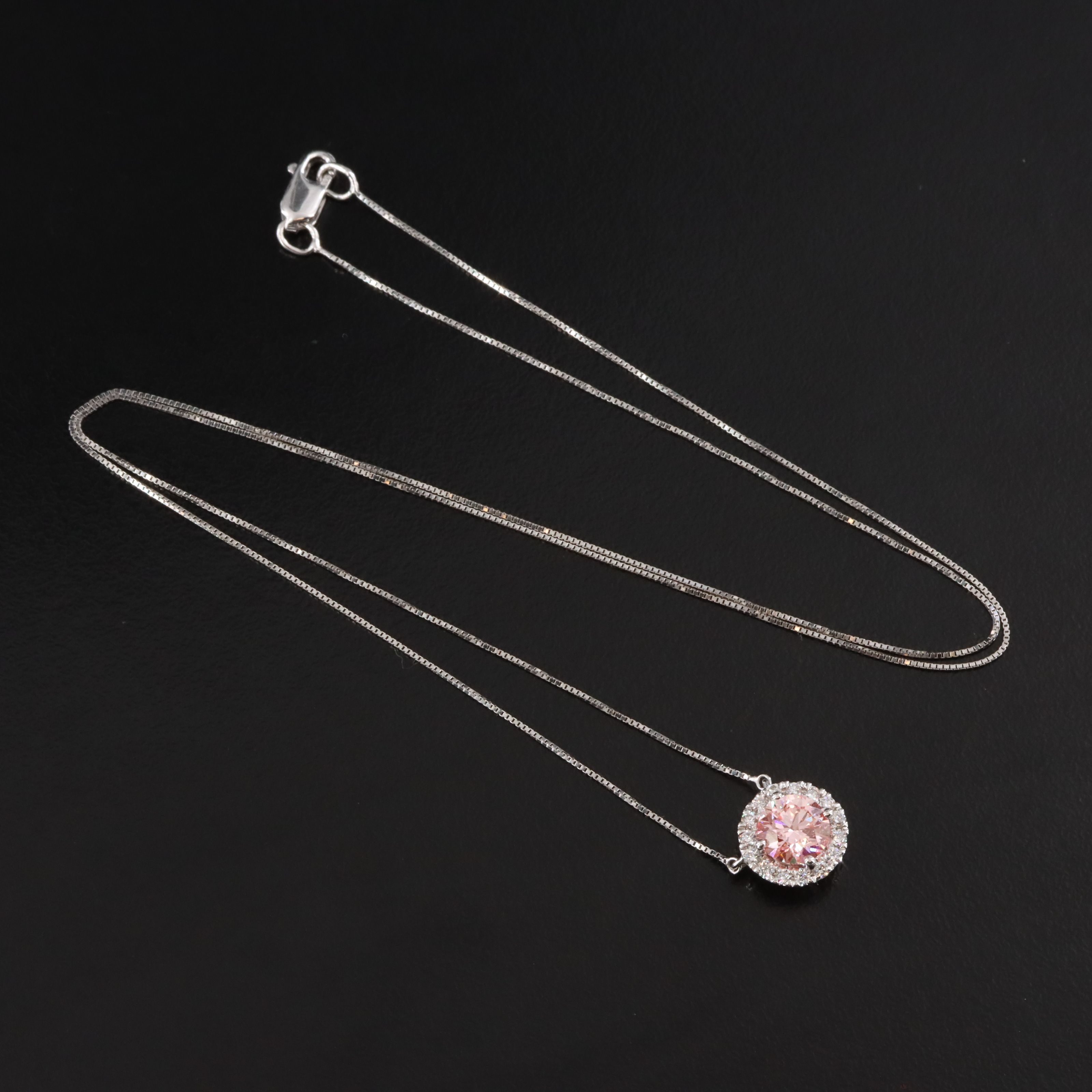 14K 0.93 CTW Lab Grown Diamond Halo Necklace