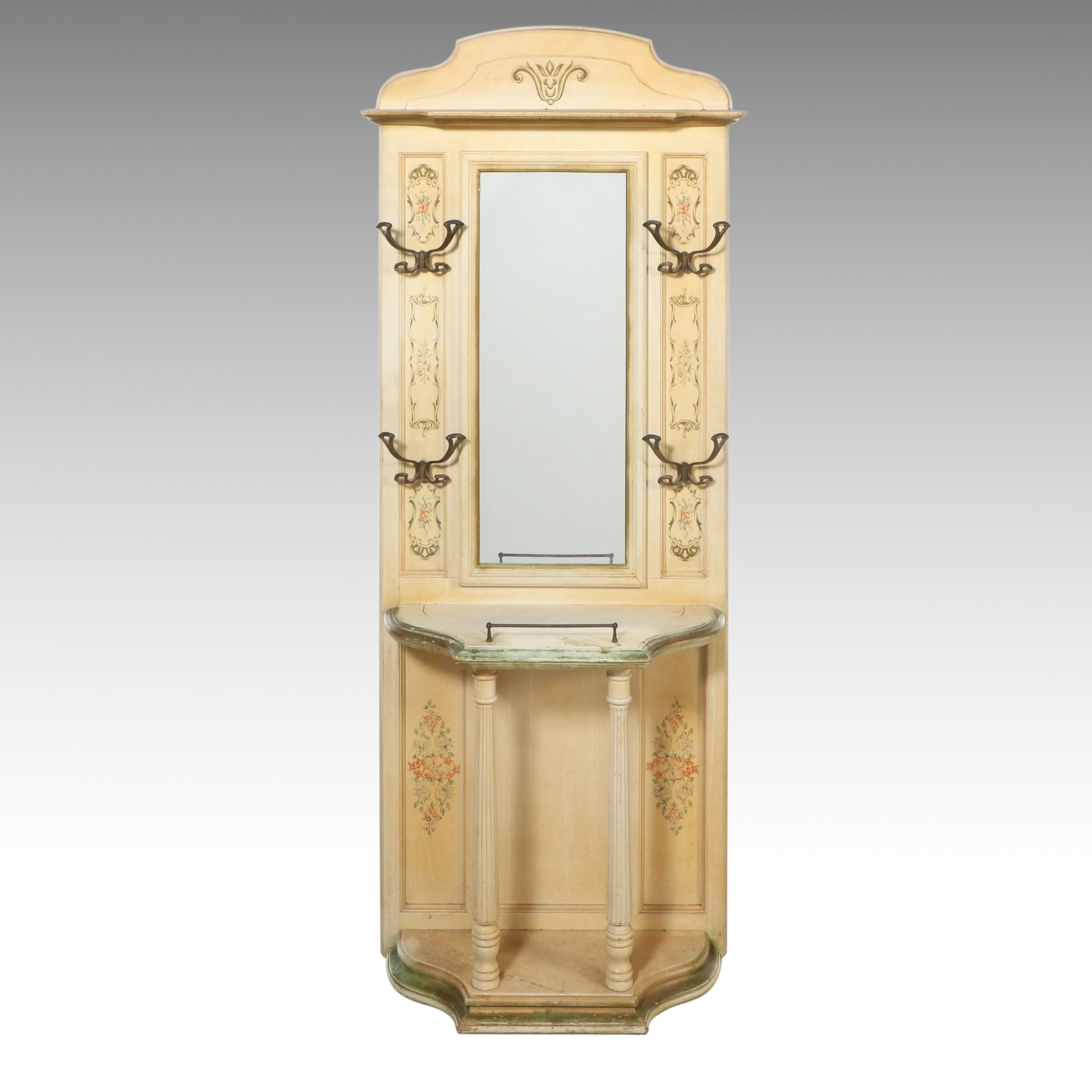 Victorian Style Painted Decorated Hall Tree