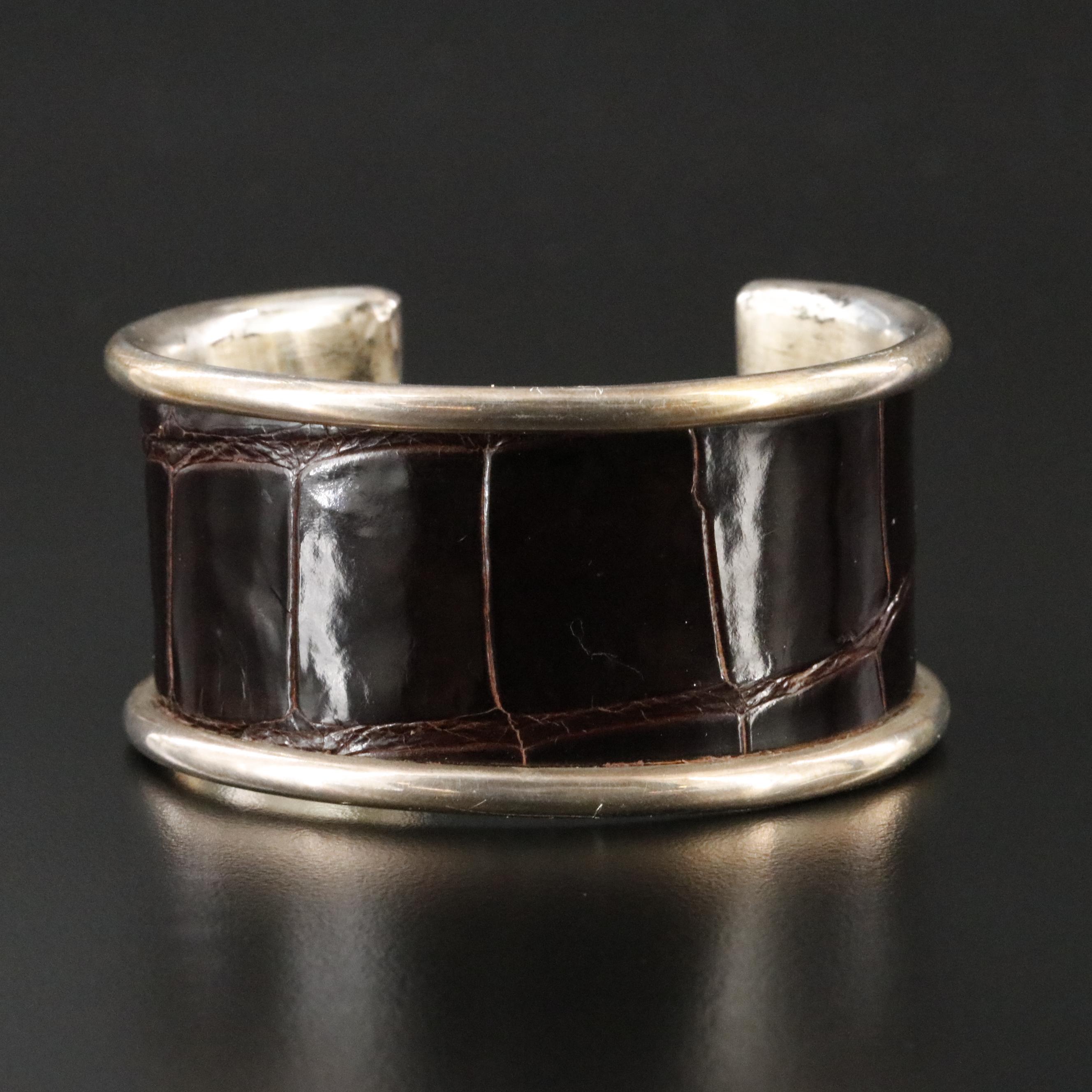 LaBelle Sterling and Leather Cuff