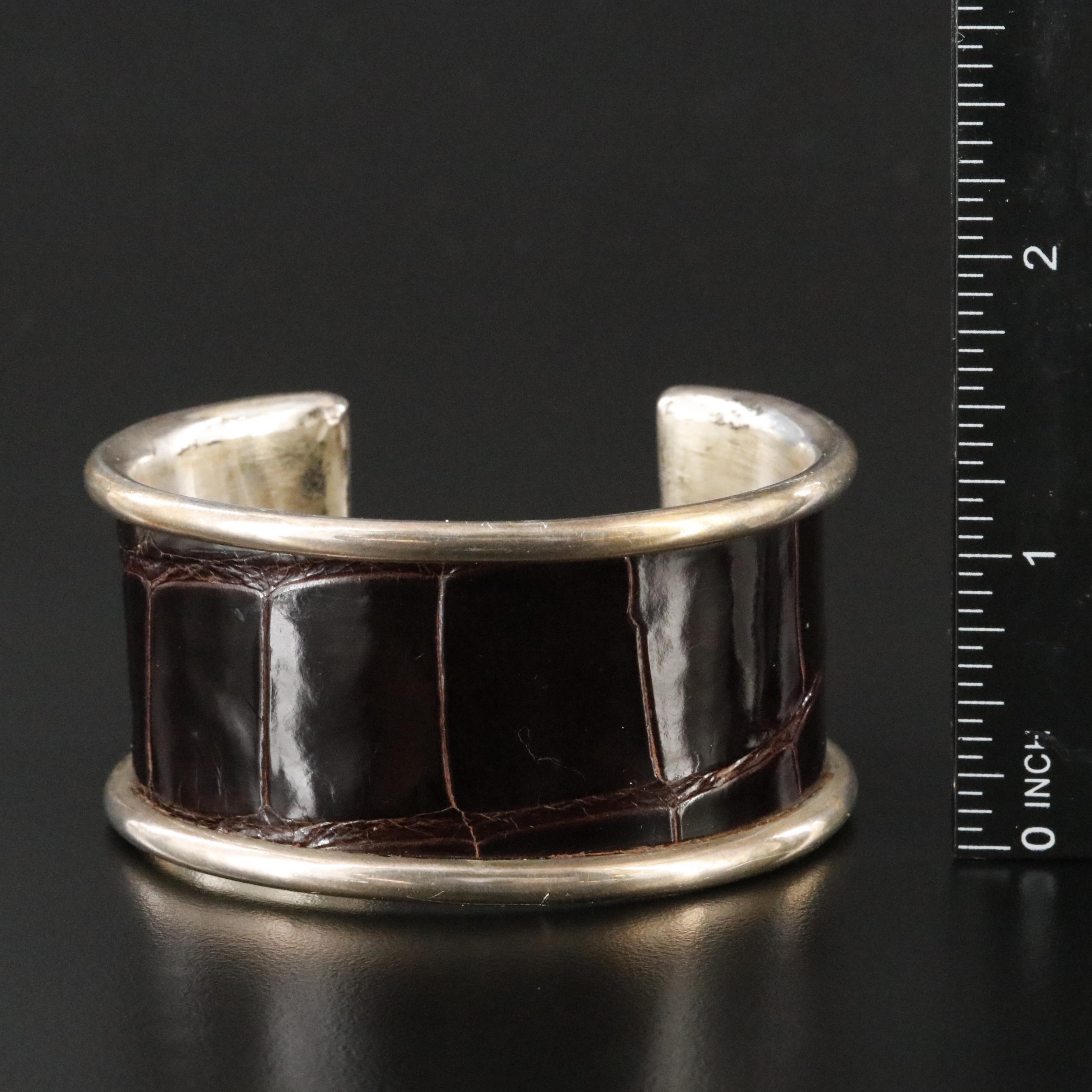 LaBelle Sterling and Leather Cuff