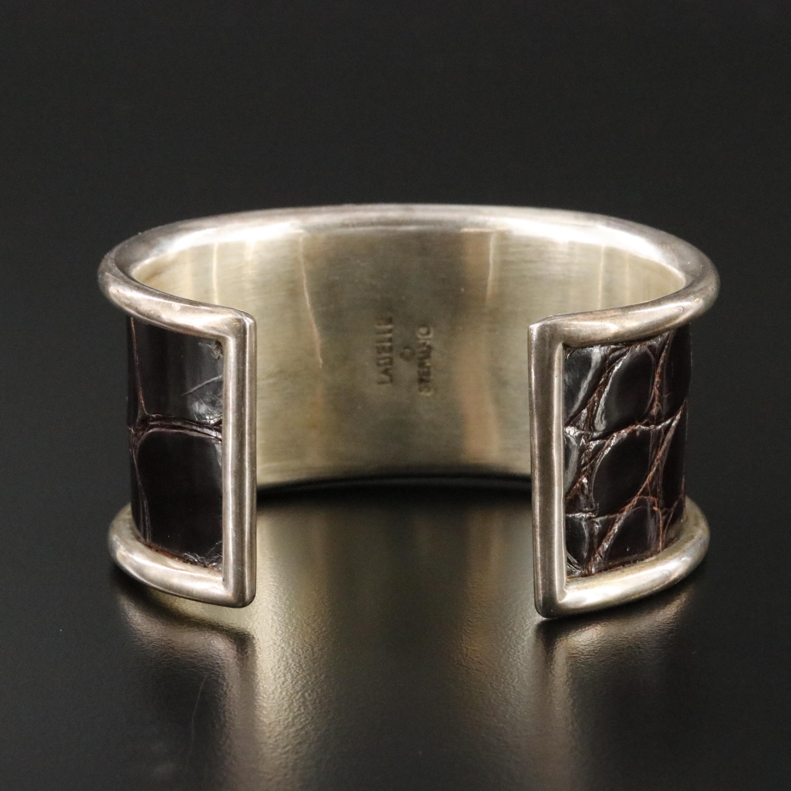 LaBelle Sterling and Leather Cuff