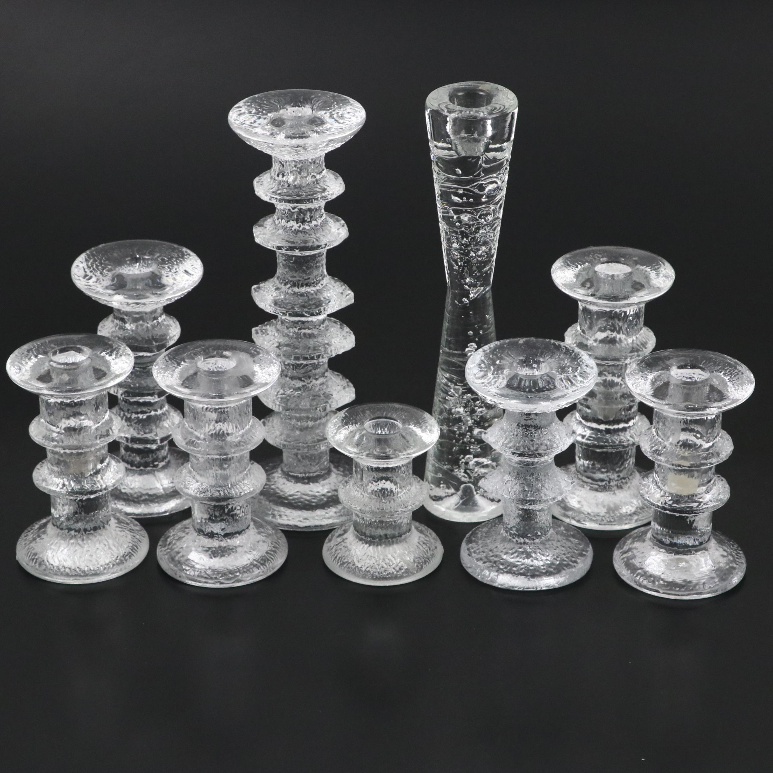 Scandinavian Modern Style Textured Glass Candlesticks