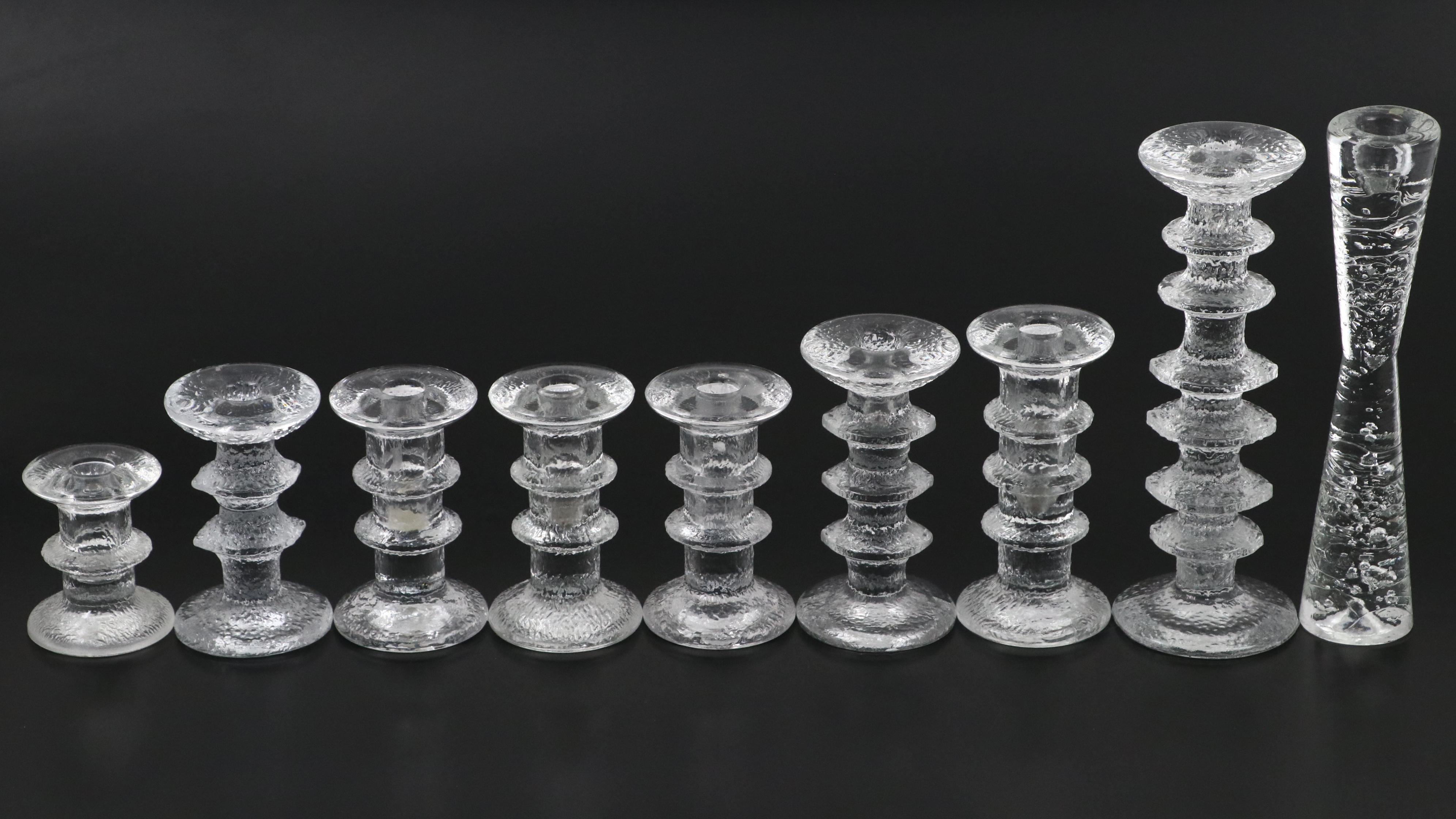 Scandinavian Modern Style Textured Glass Candlesticks