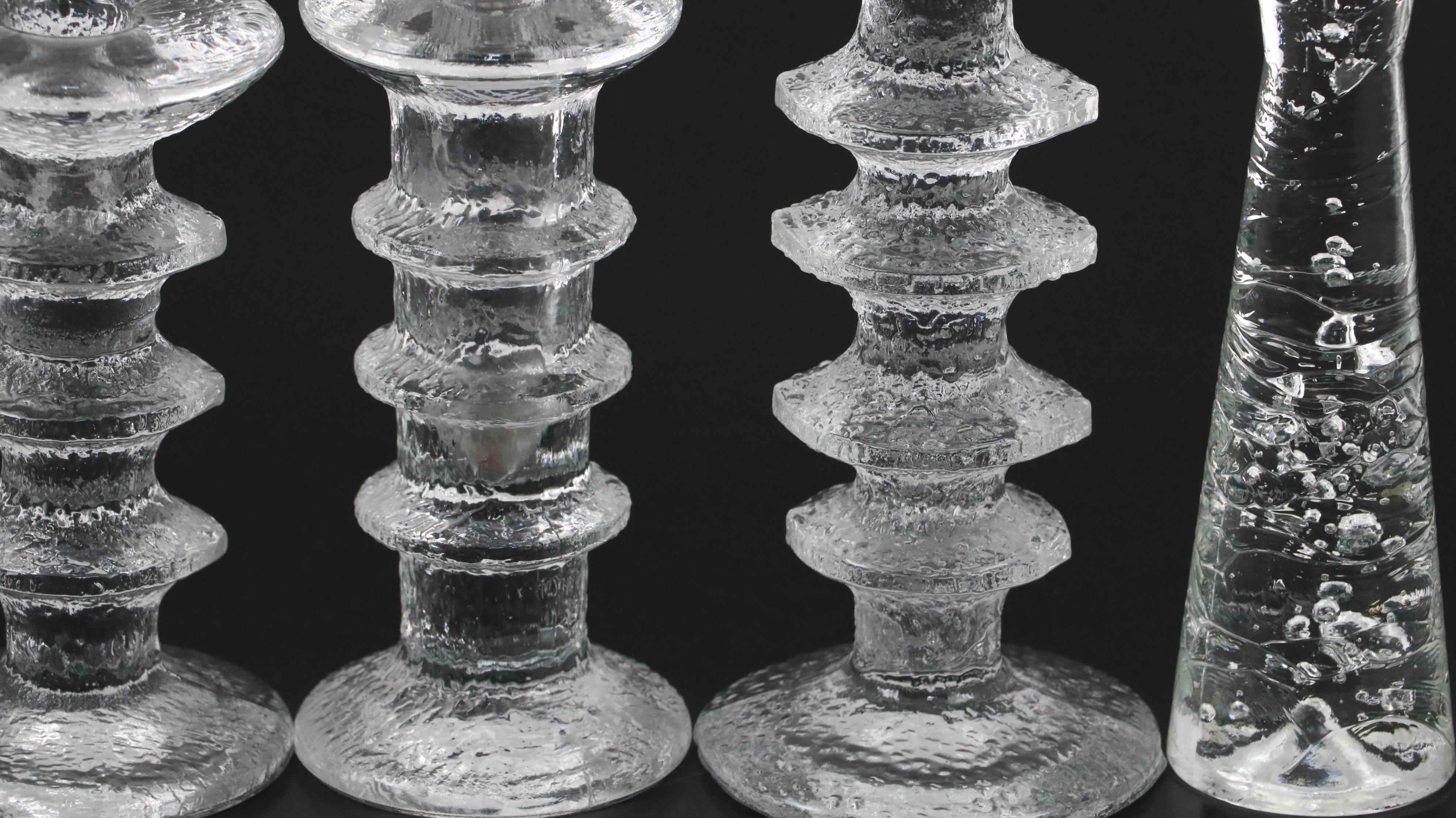 Scandinavian Modern Style Textured Glass Candlesticks