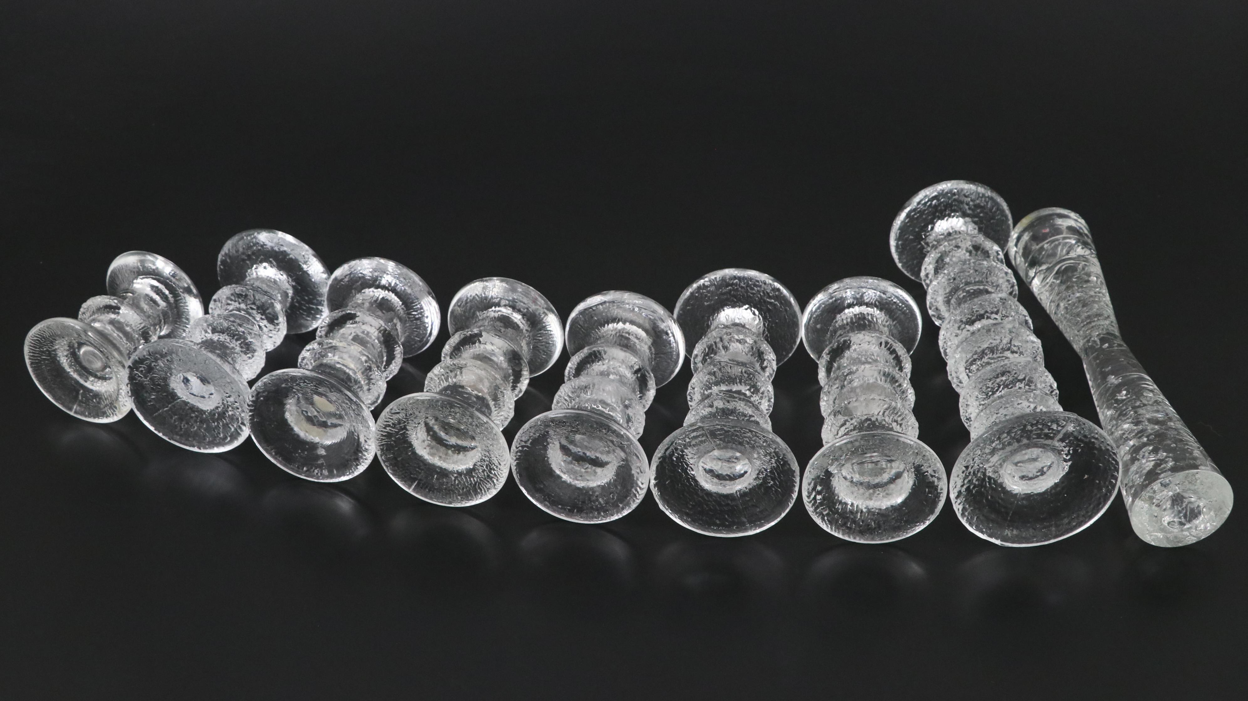 Scandinavian Modern Style Textured Glass Candlesticks