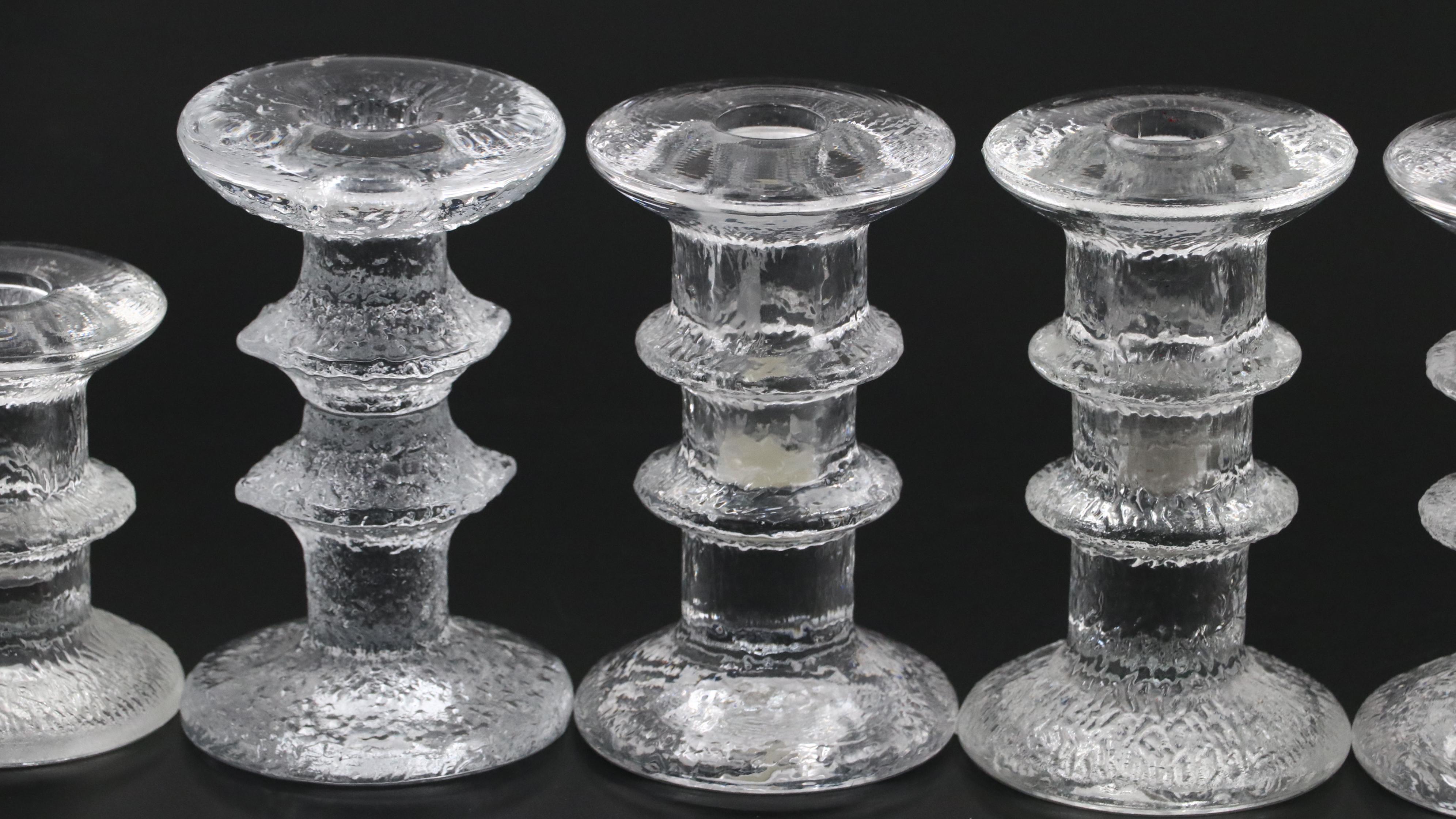 Scandinavian Modern Style Textured Glass Candlesticks