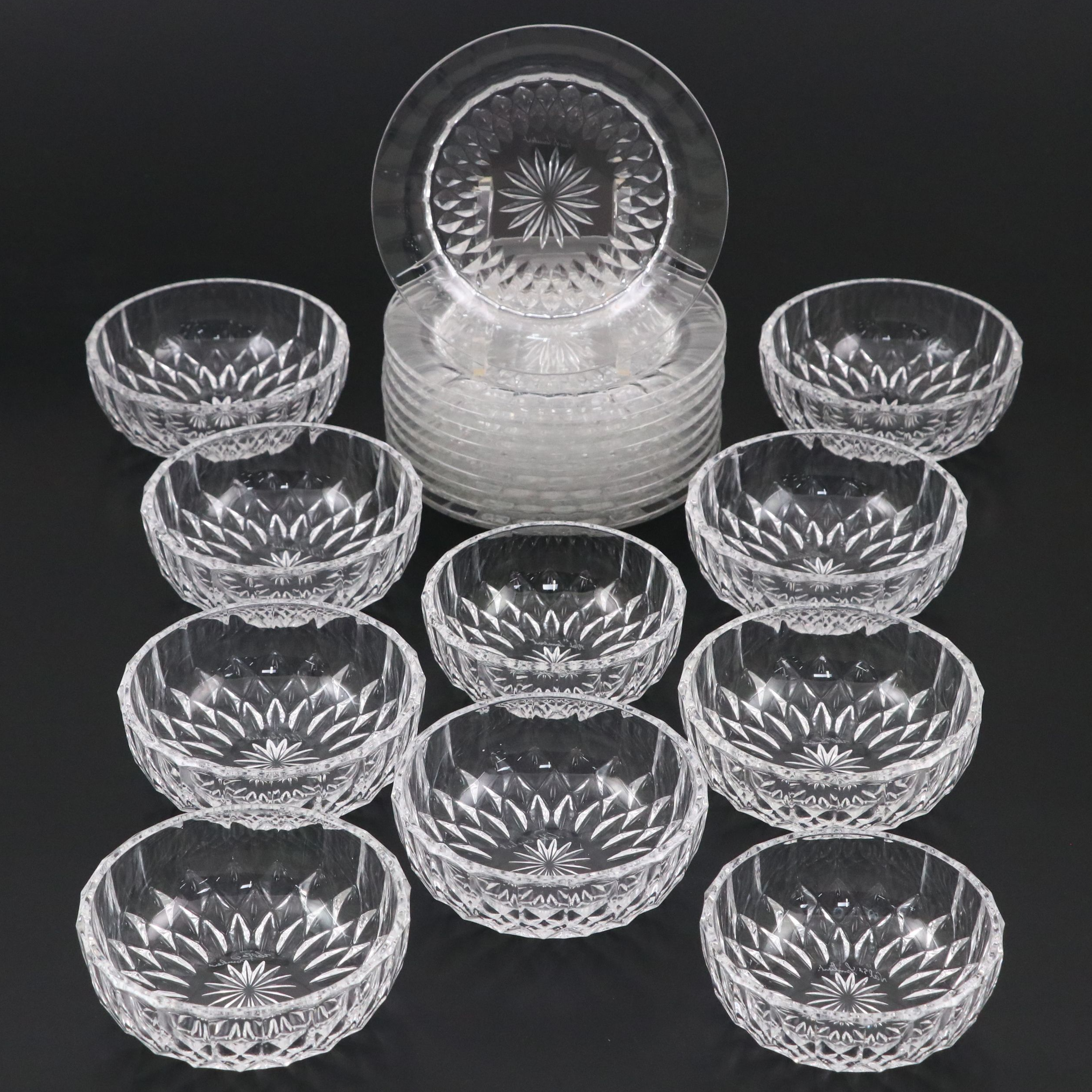 Val Saint-Lambert Crystal Bowls and Plates, Mid to Late 20th Century