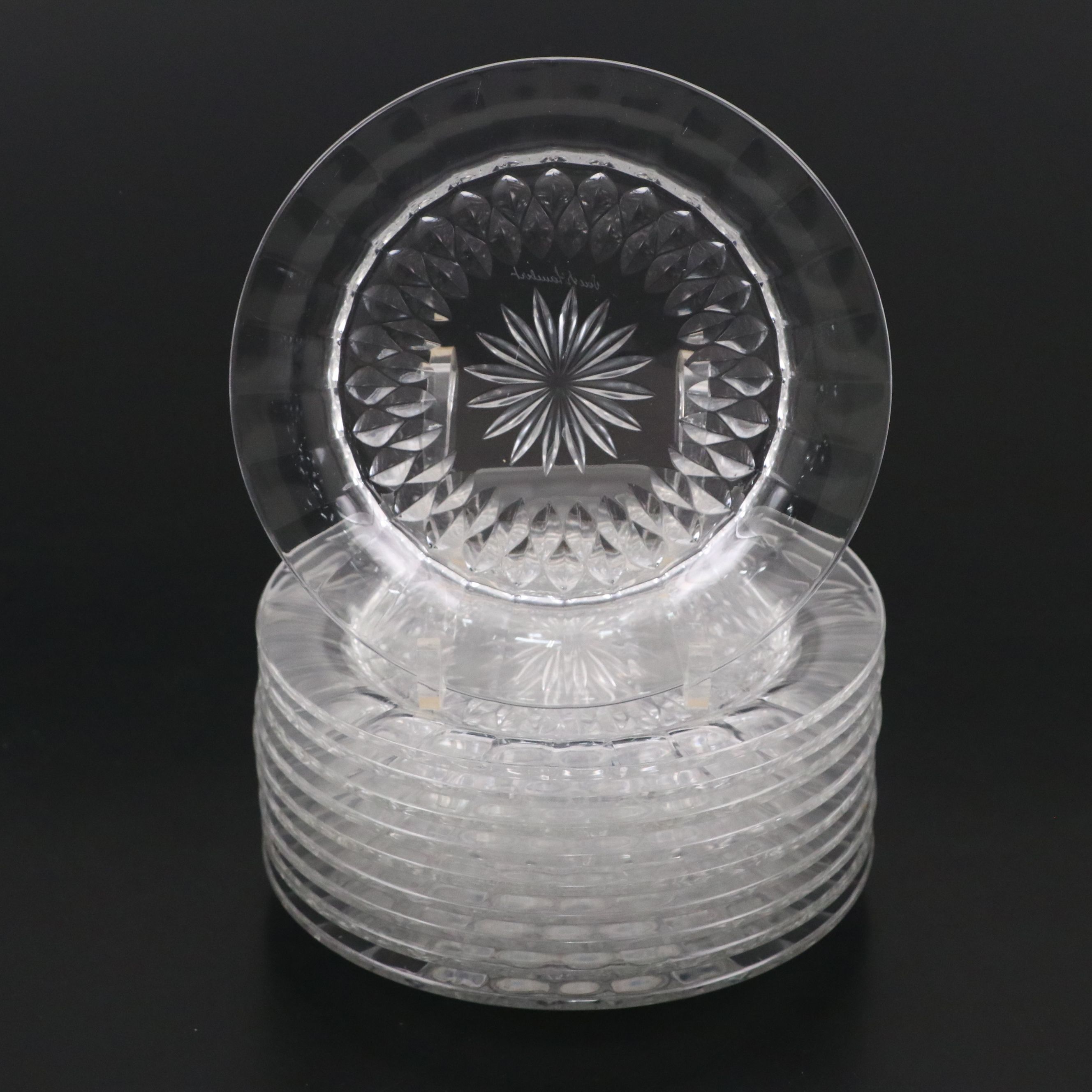 Val Saint-Lambert Crystal Bowls and Plates, Mid to Late 20th Century