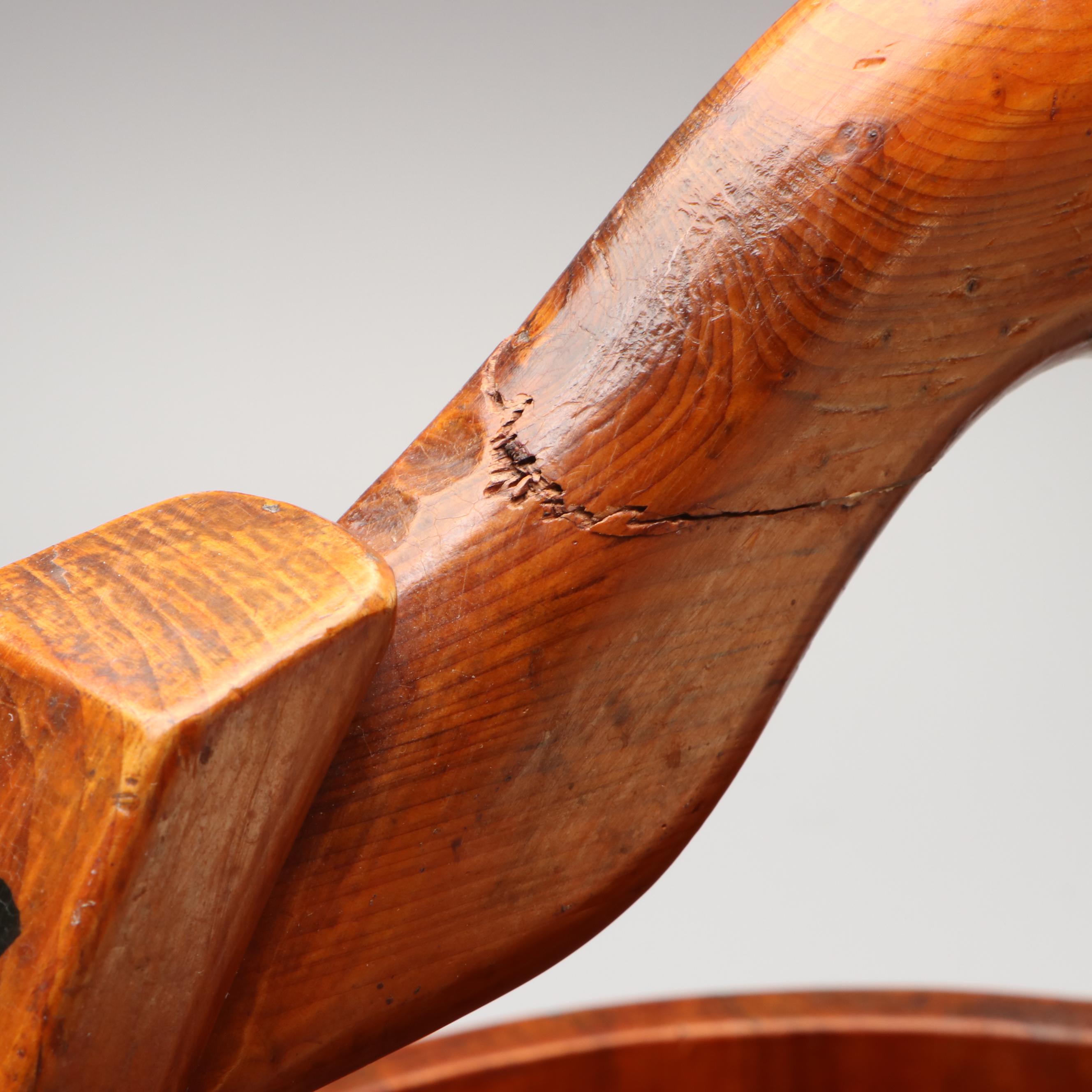 Chinese Paint Decorated Wooden Grain Basket