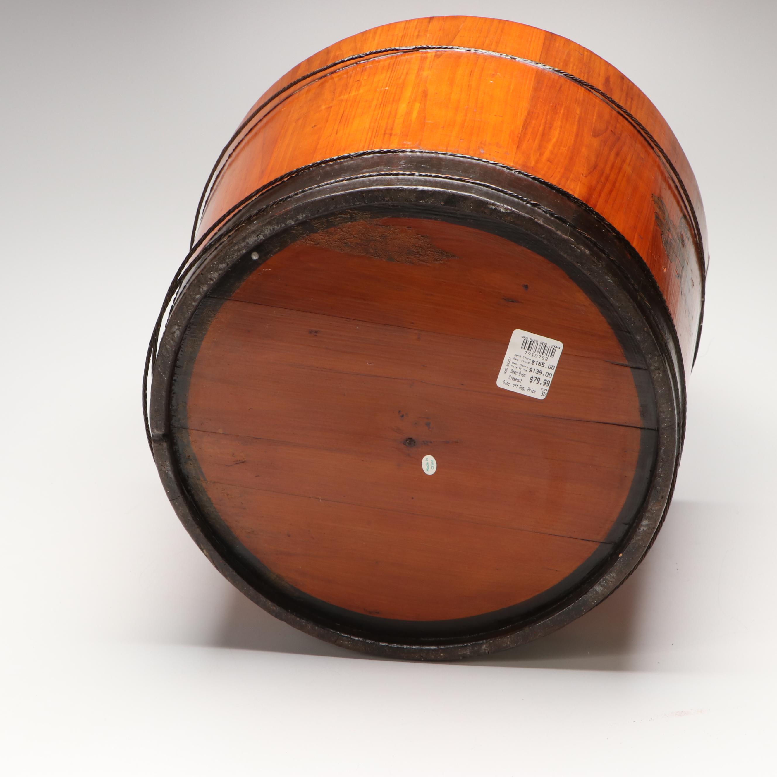 Chinese Paint Decorated Wooden Grain Basket