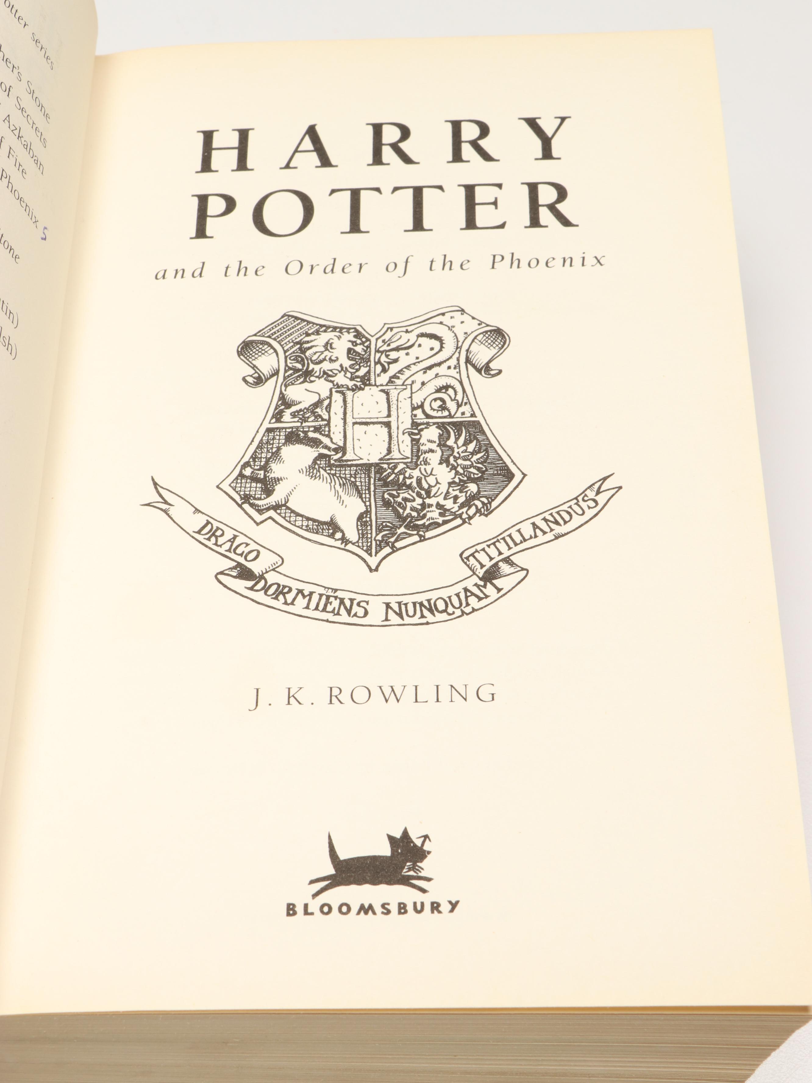 First Edition "Harry Potter and the Order of the Phoenix" by J. K. Rowling