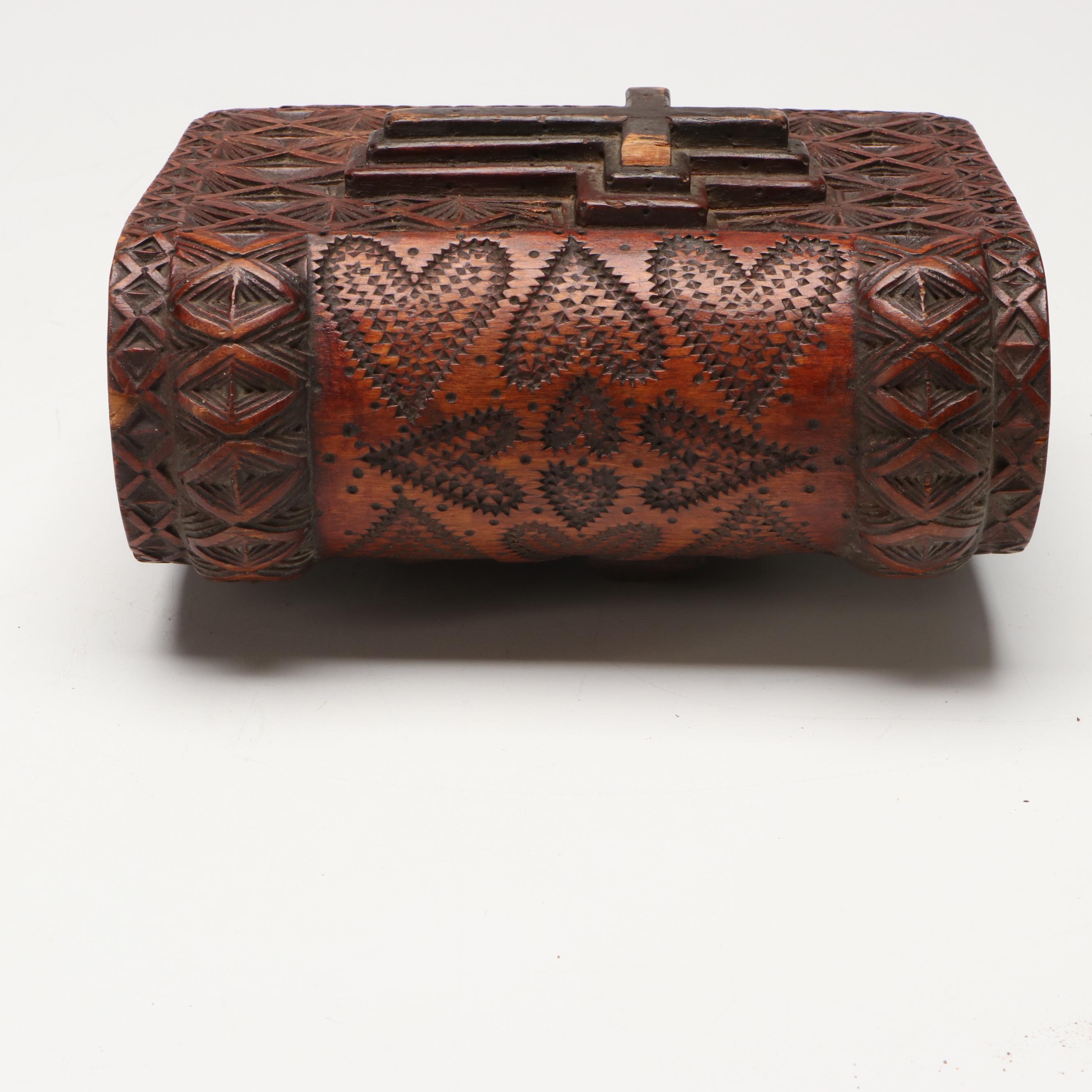 Southwestern Style Carved Wood Book Box