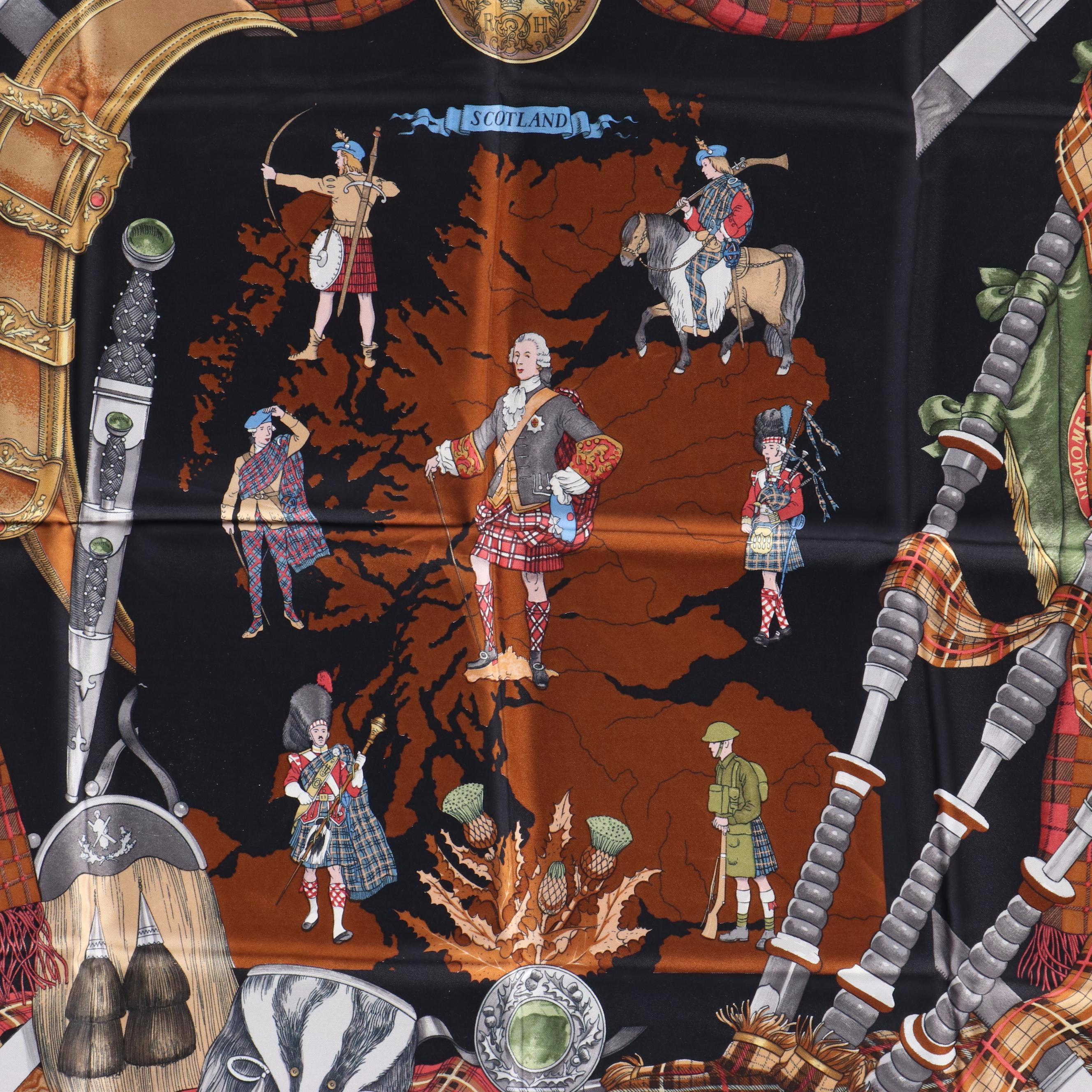 "Scotland" Silk Twill Panel Attributed to Hermès