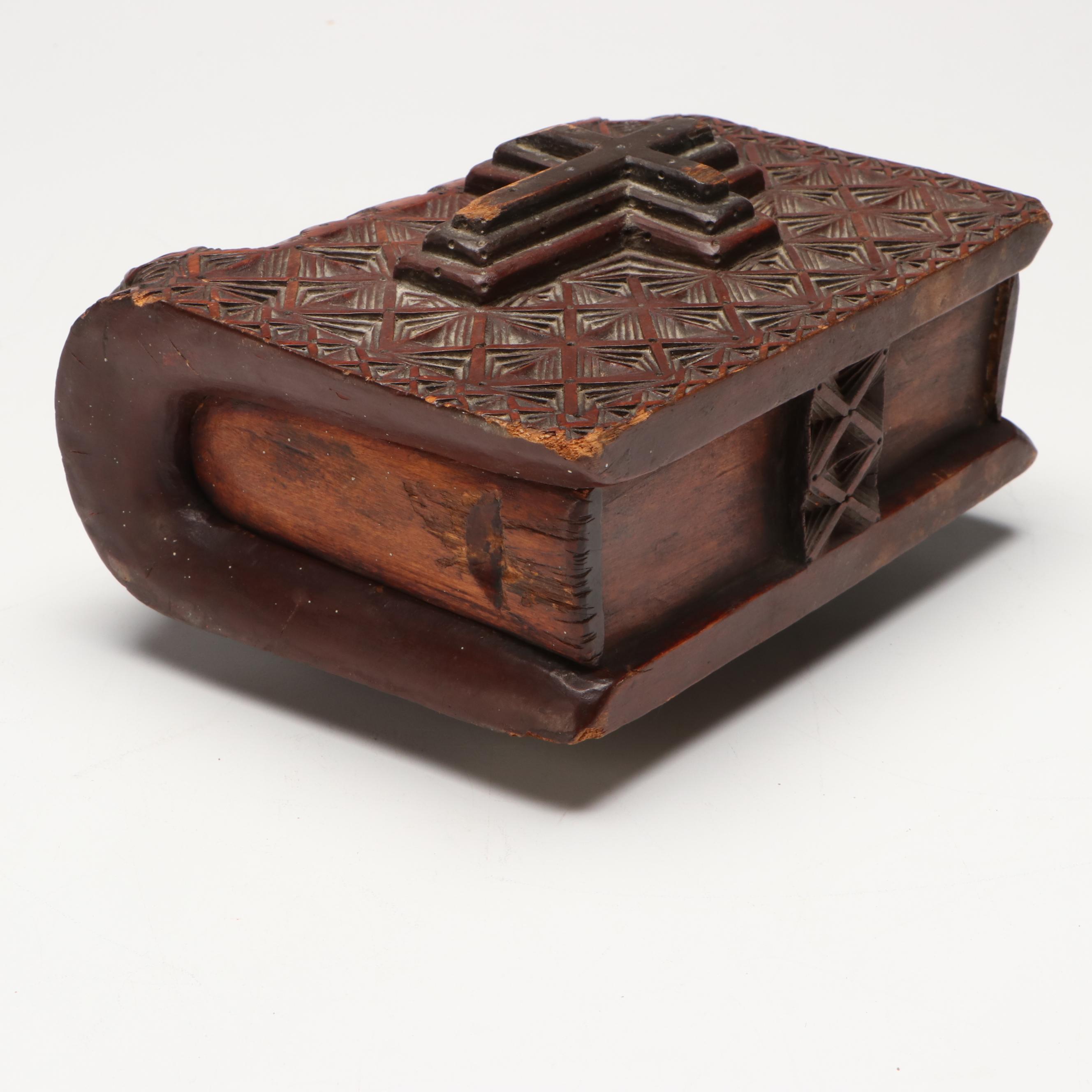 Southwestern Style Carved Wood Book Box