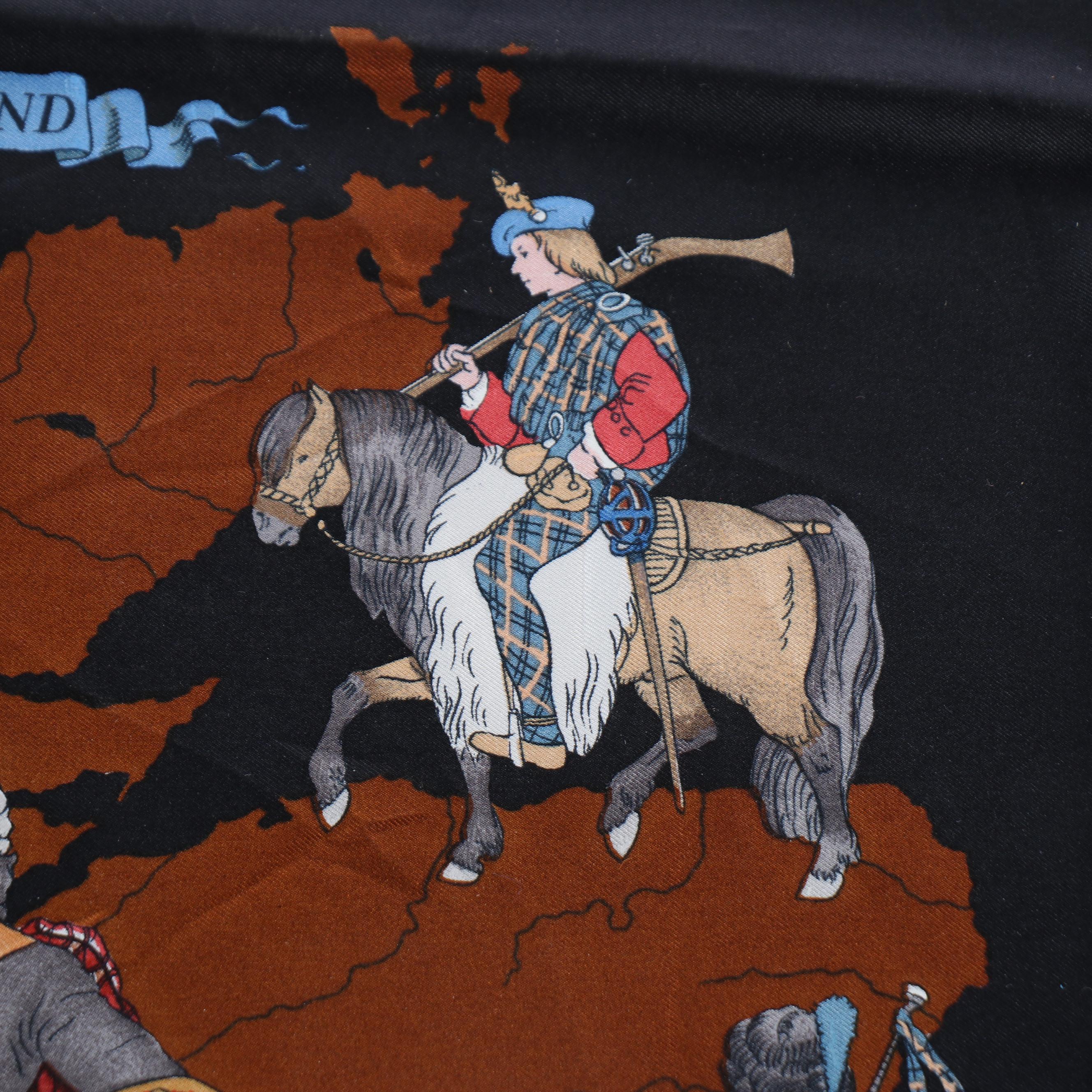 "Scotland" Silk Twill Panel Attributed to Hermès