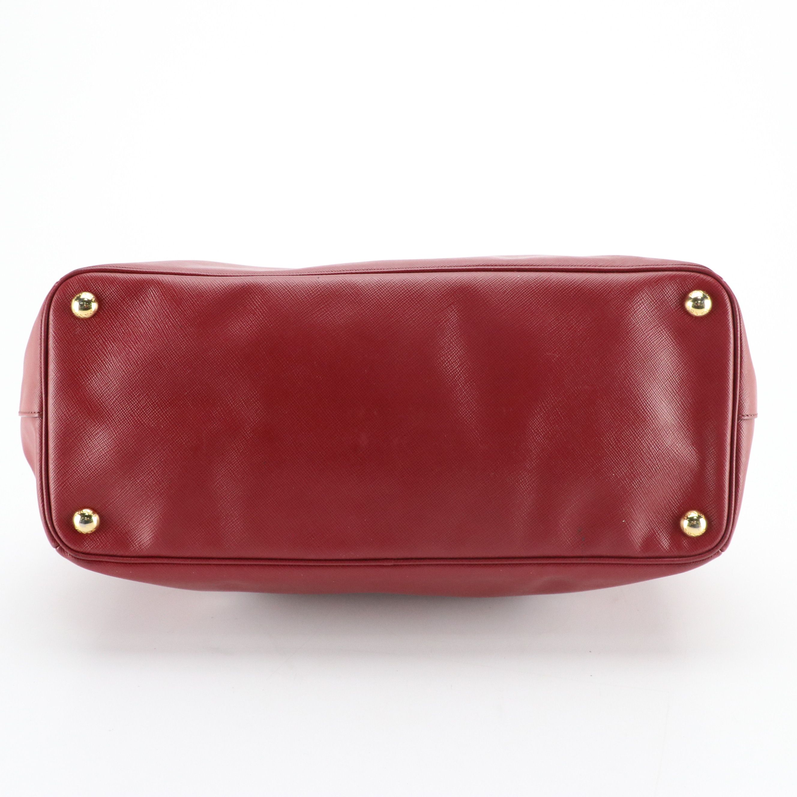 Prada Twin Pocket Tote Bag in Deep Red Saffiano Leather