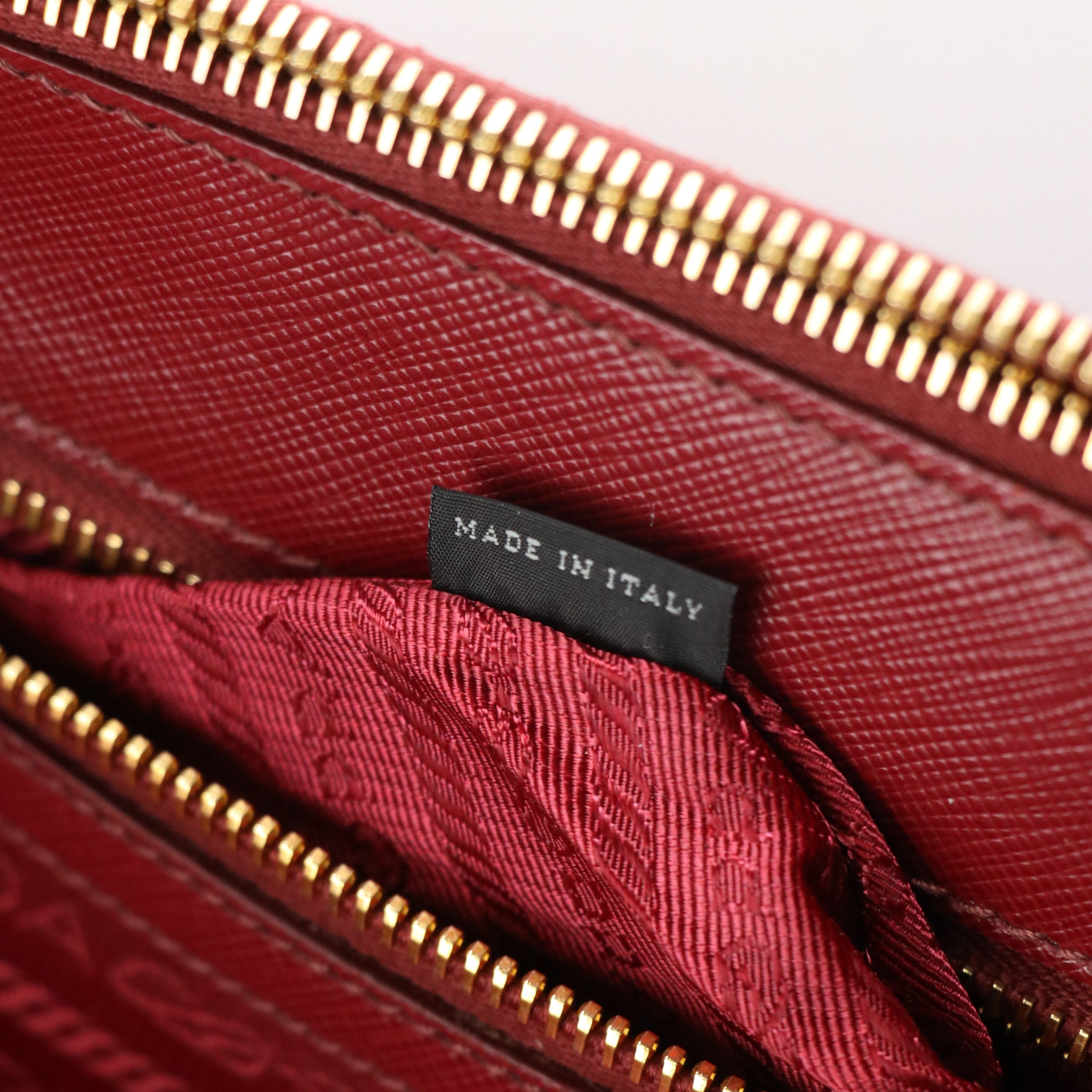 Prada Twin Pocket Tote Bag in Deep Red Saffiano Leather