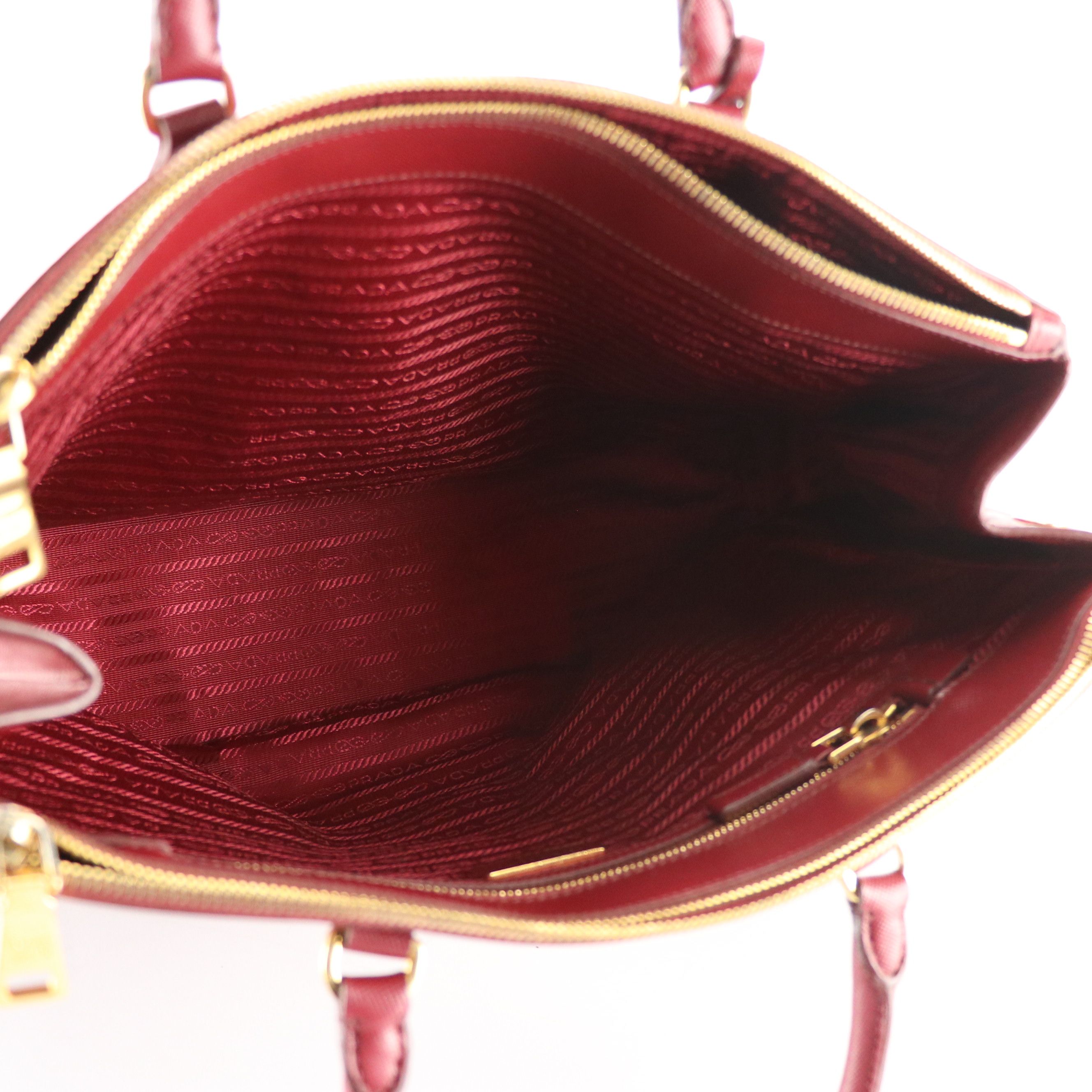 Prada Twin Pocket Tote Bag in Deep Red Saffiano Leather