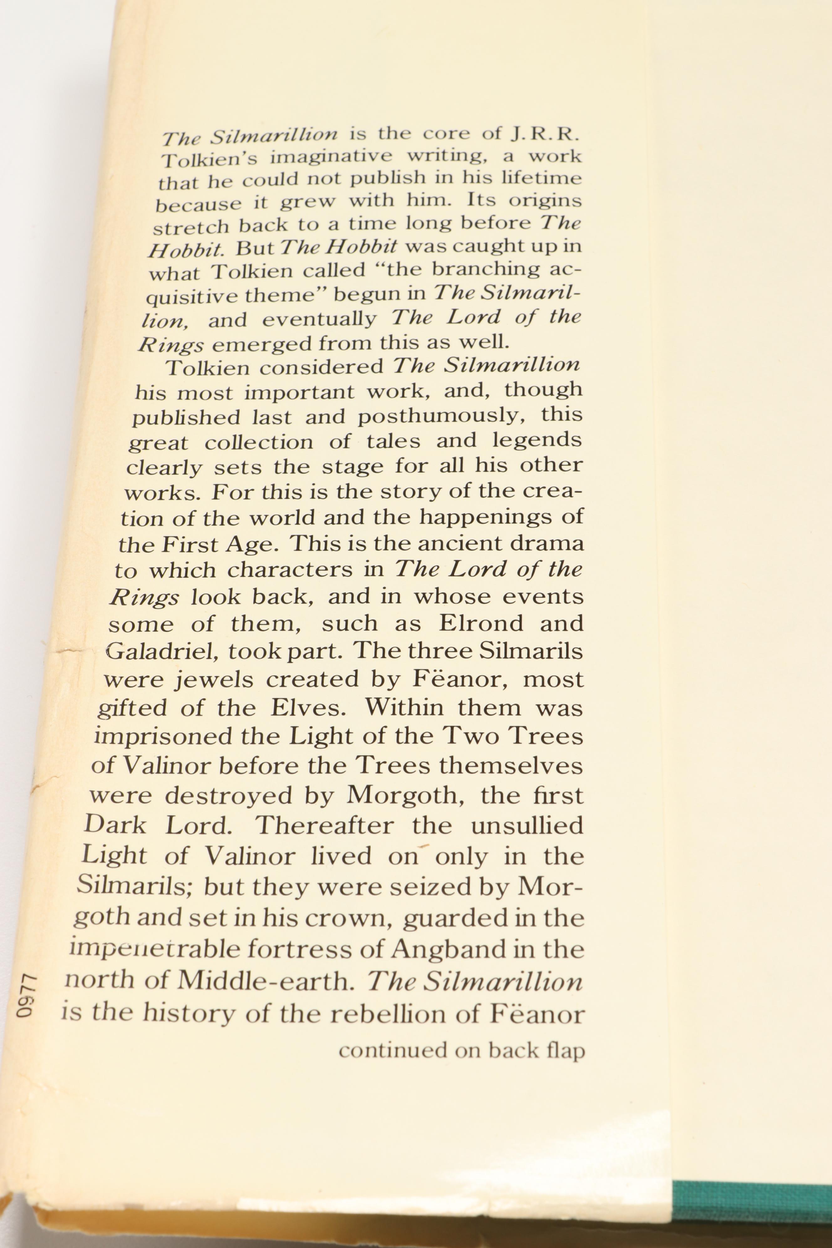 First American Edition "The Silmarillion" by J. R. R. Tolkien, 1977