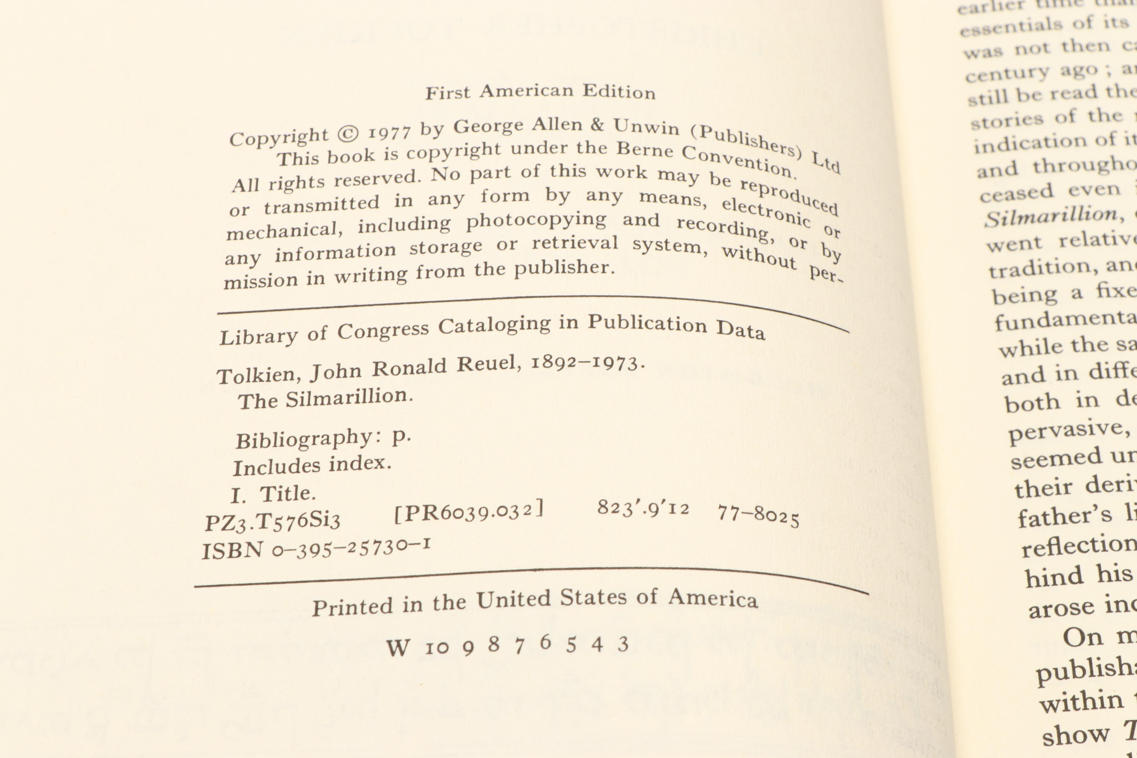 First American Edition "The Silmarillion" by J. R. R. Tolkien, 1977