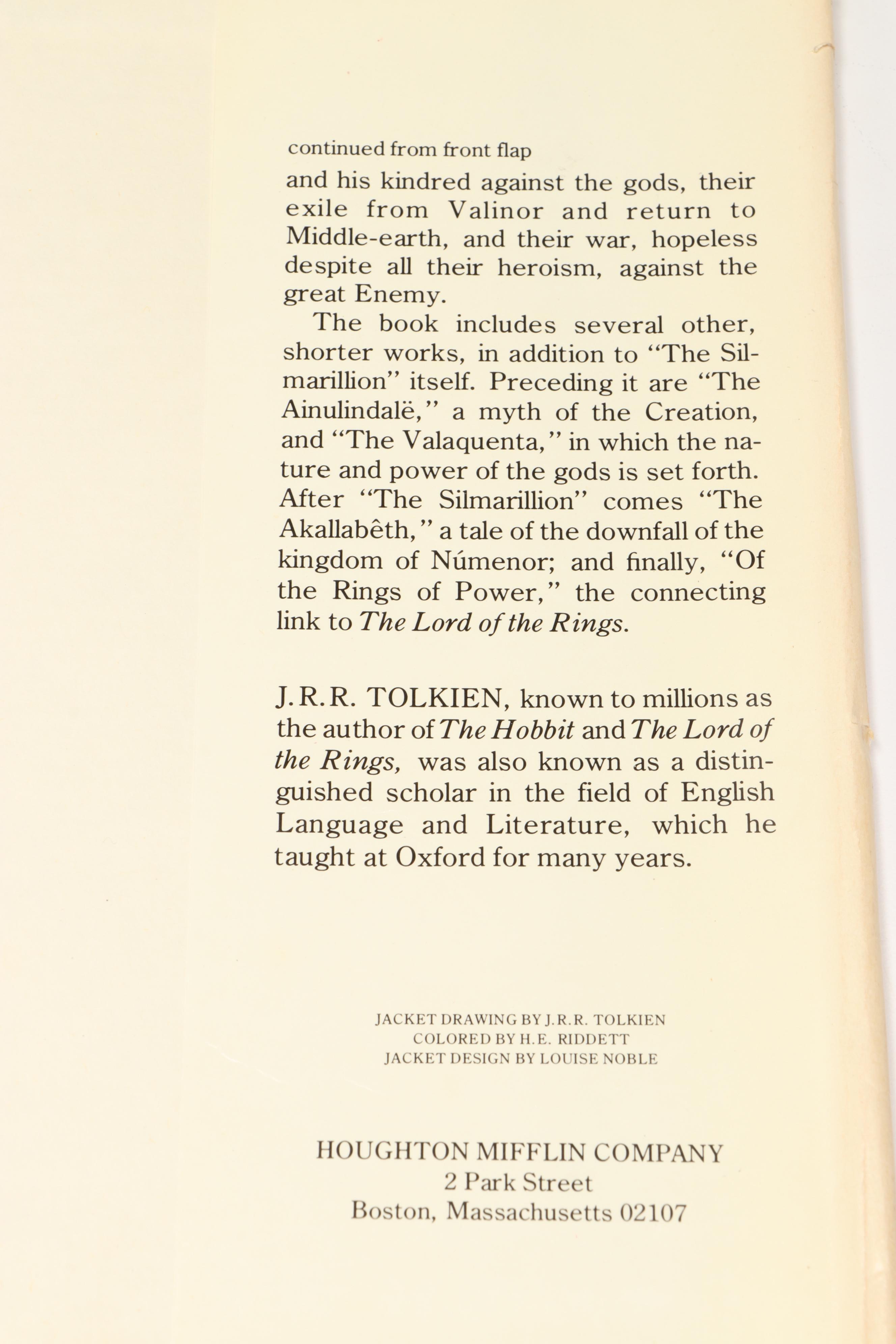 First American Edition "The Silmarillion" by J. R. R. Tolkien, 1977