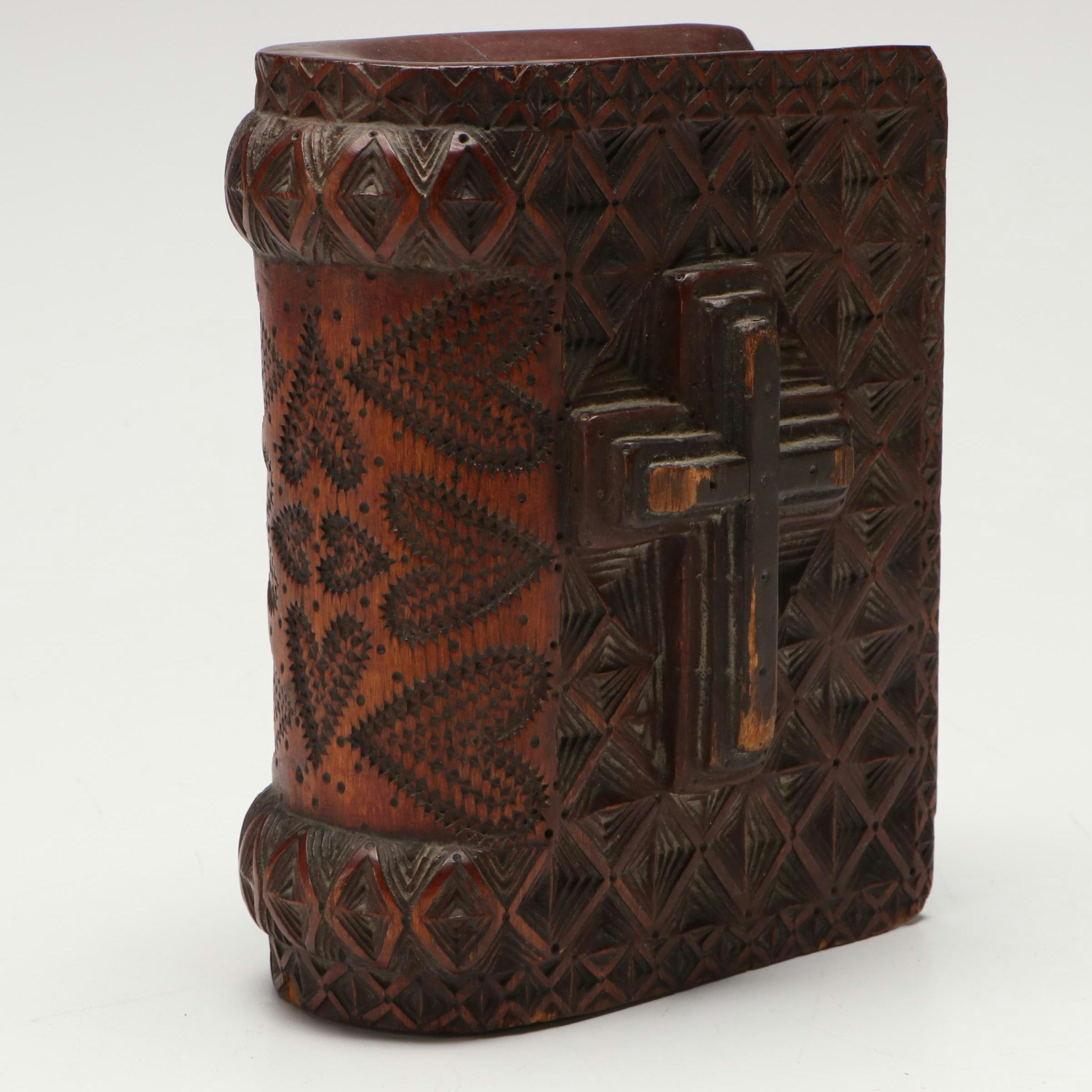 Southwestern Style Carved Wood Book Box