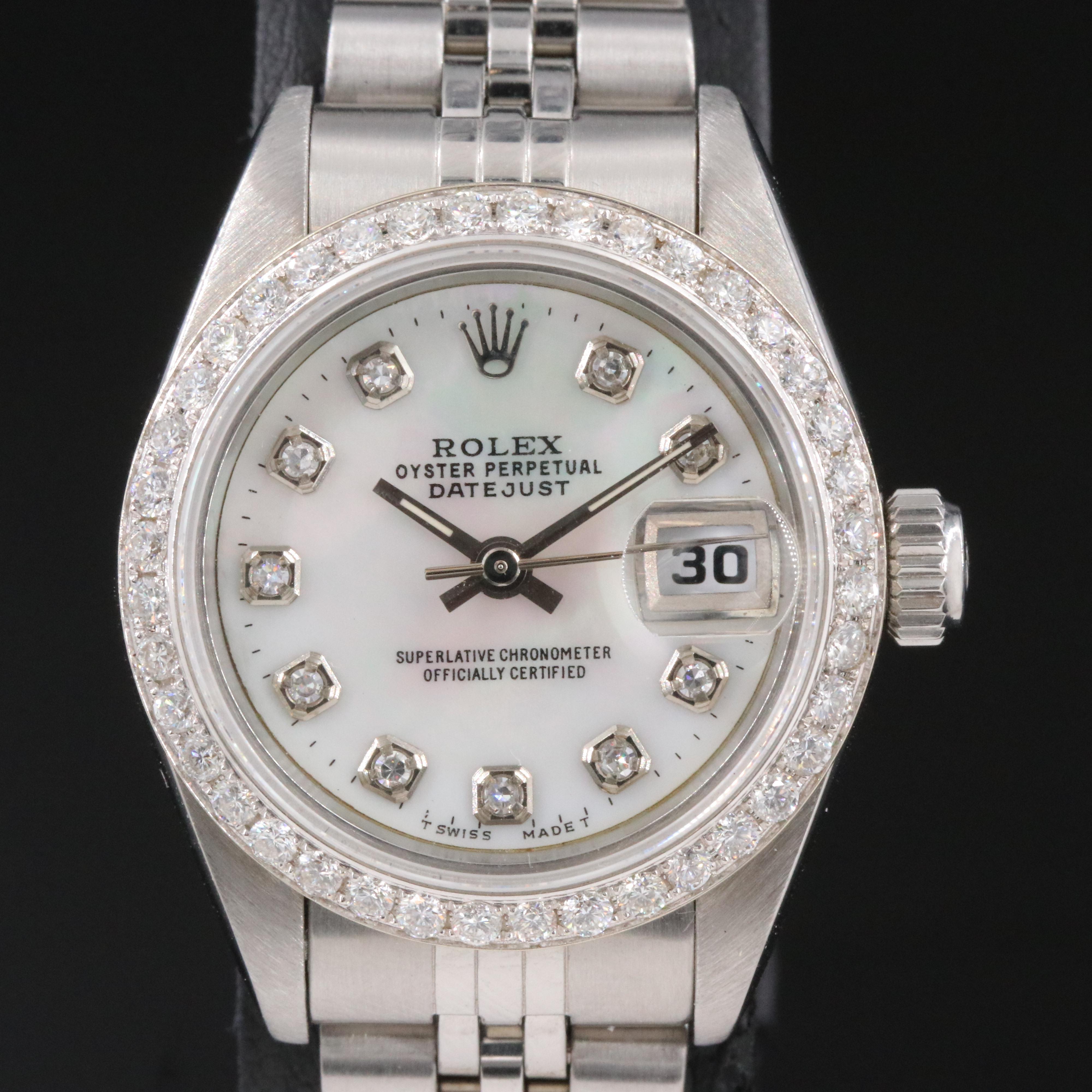 1996 Rolex Datejust Custom M.O.P. Diamond Dial & Bezel Watch