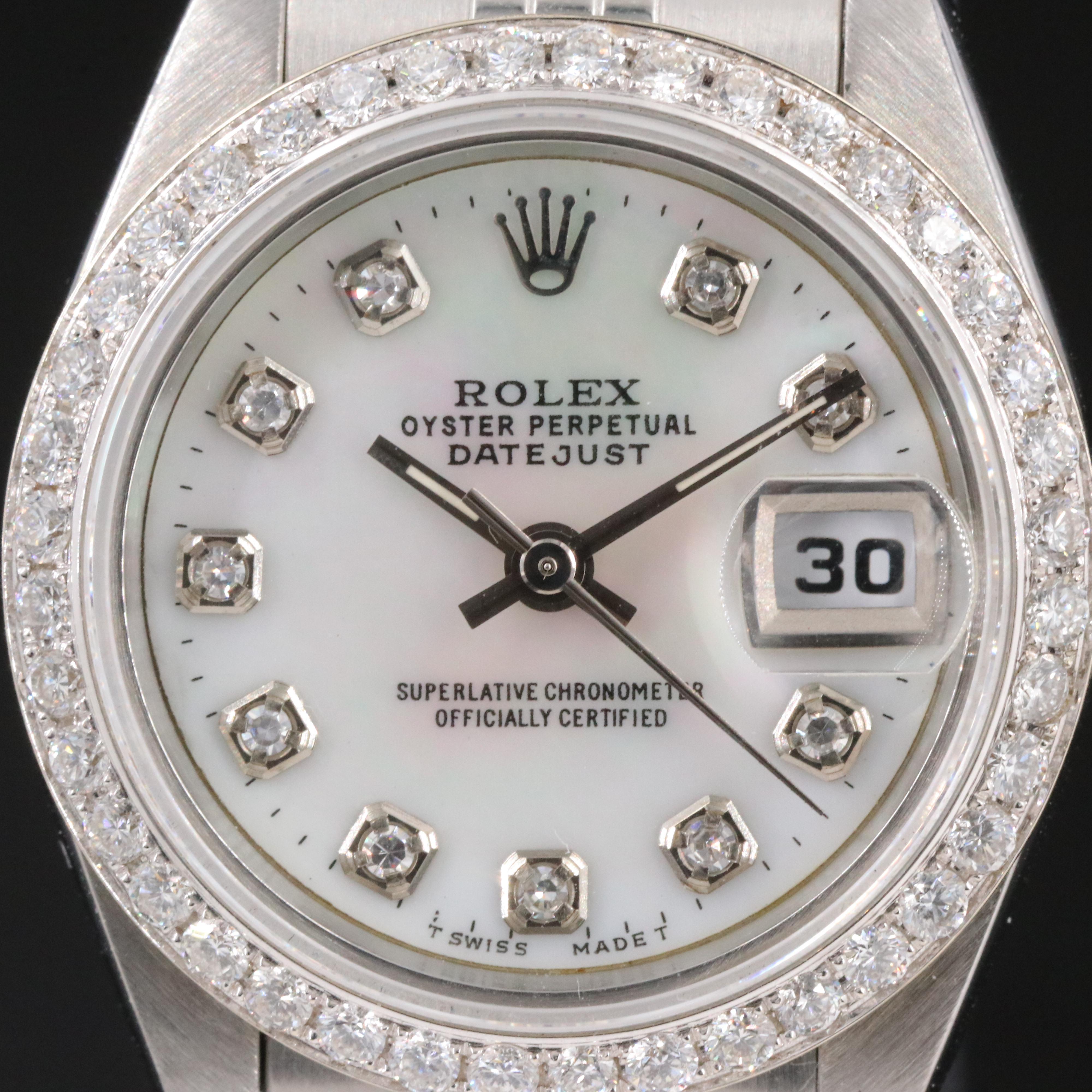 1996 Rolex Datejust Custom M.O.P. Diamond Dial & Bezel Watch