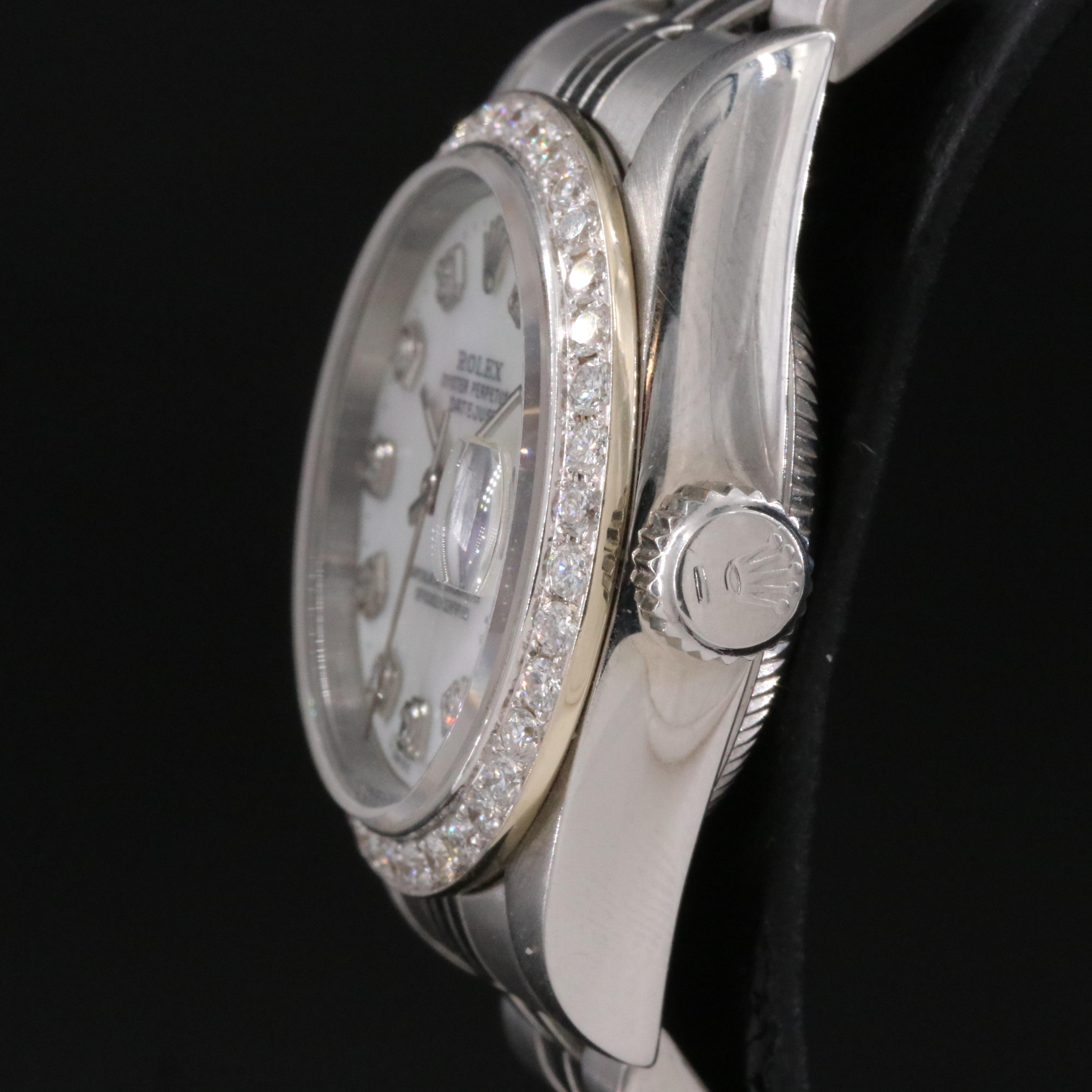 1996 Rolex Datejust Custom M.O.P. Diamond Dial & Bezel Watch