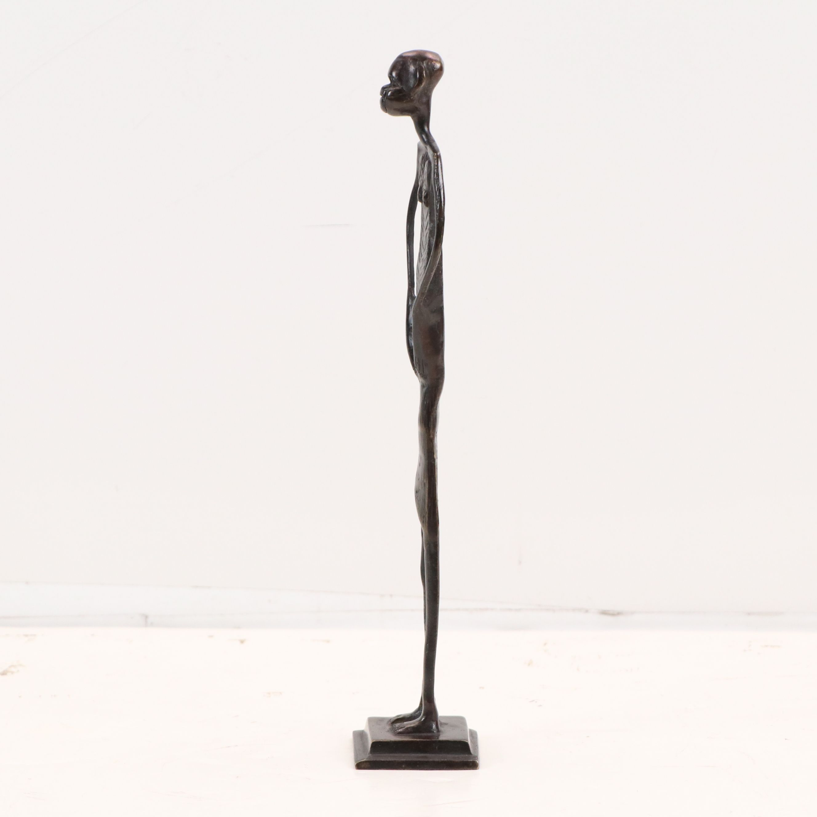 African Style Cast Bronze Female Figure, Mid to Late 20th Century