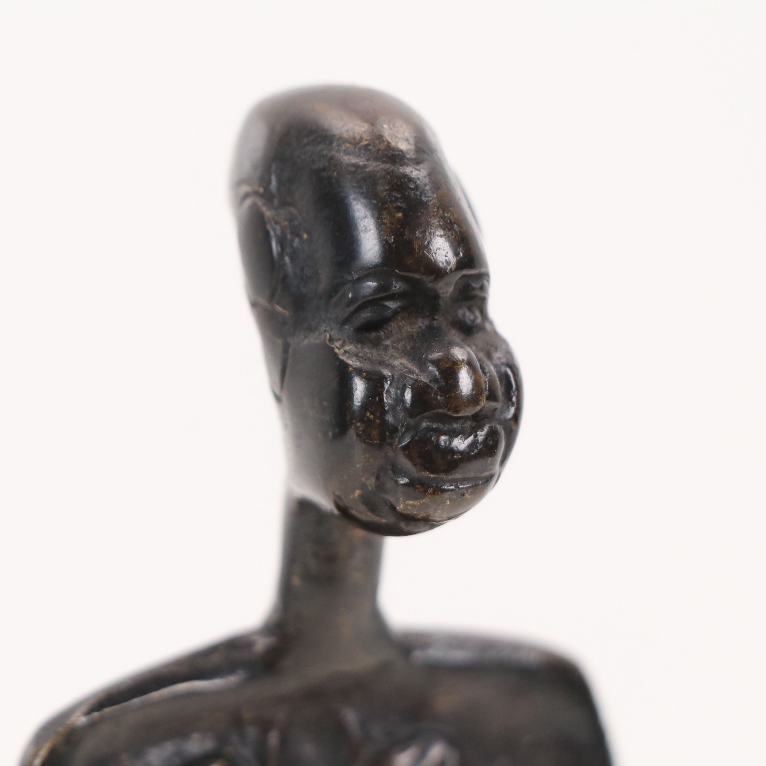 African Style Cast Bronze Female Figure, Mid to Late 20th Century