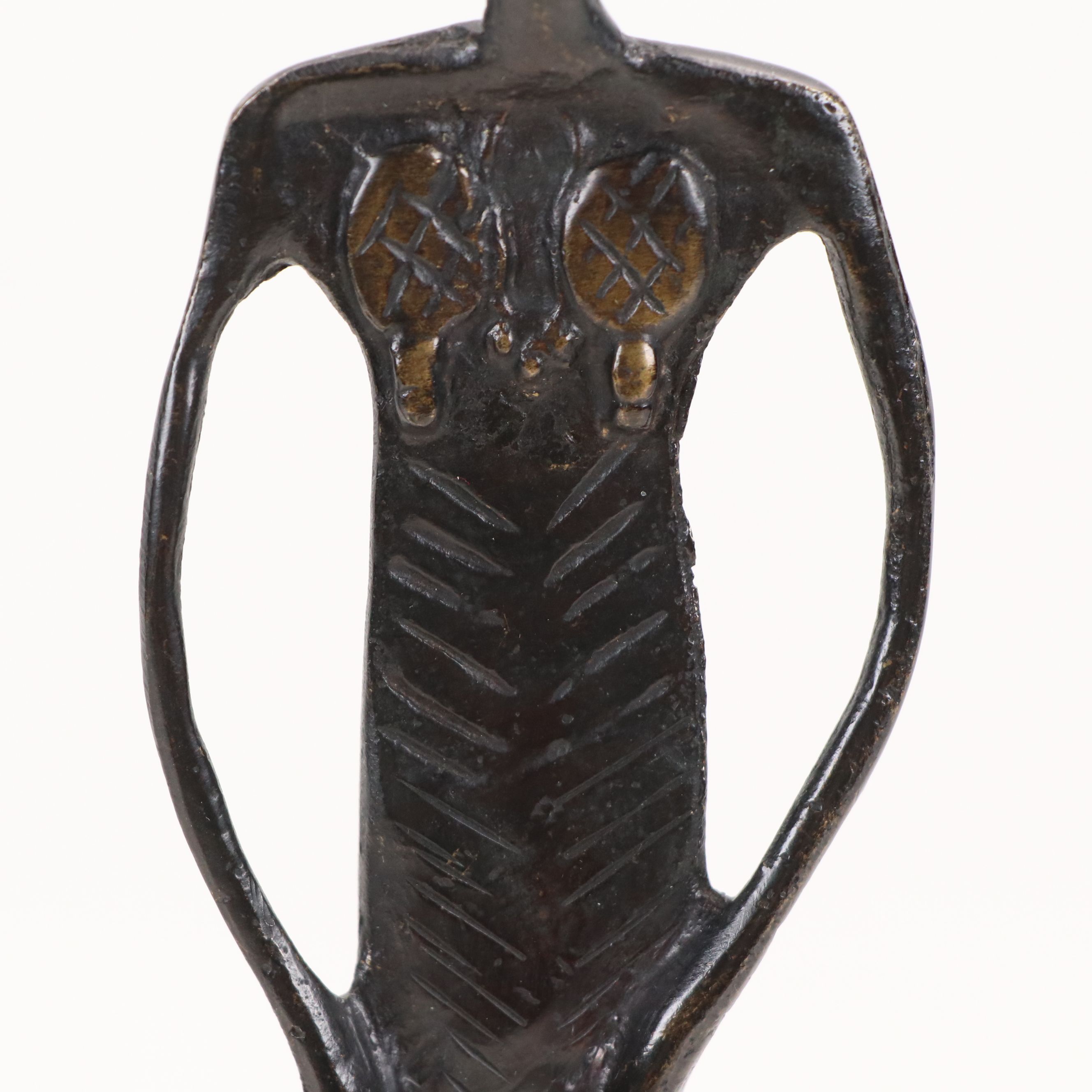 African Style Cast Bronze Female Figure, Mid to Late 20th Century