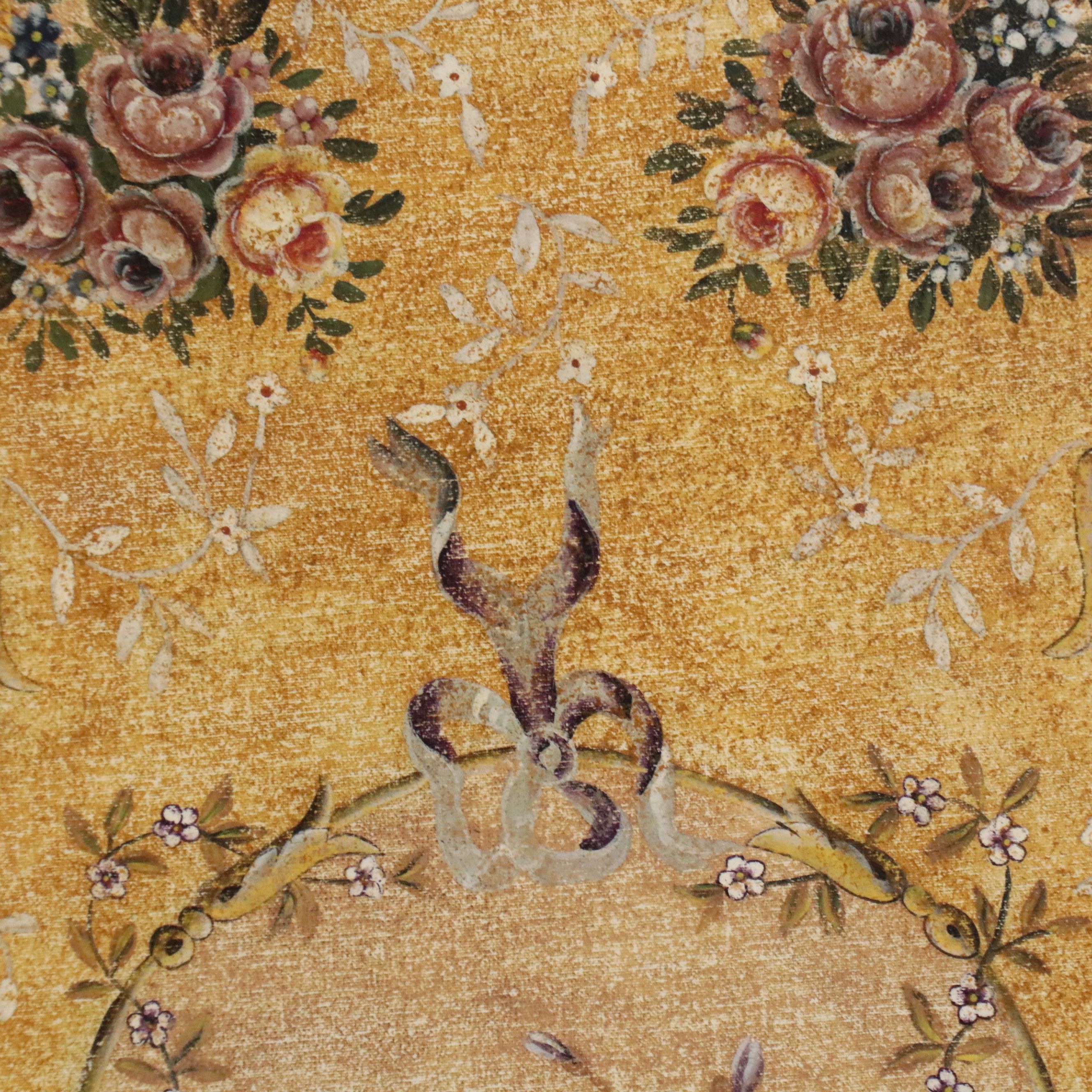 Transfer Print Sino-French Savonnerie Style Wall Panel with Hanging Rod, 2003