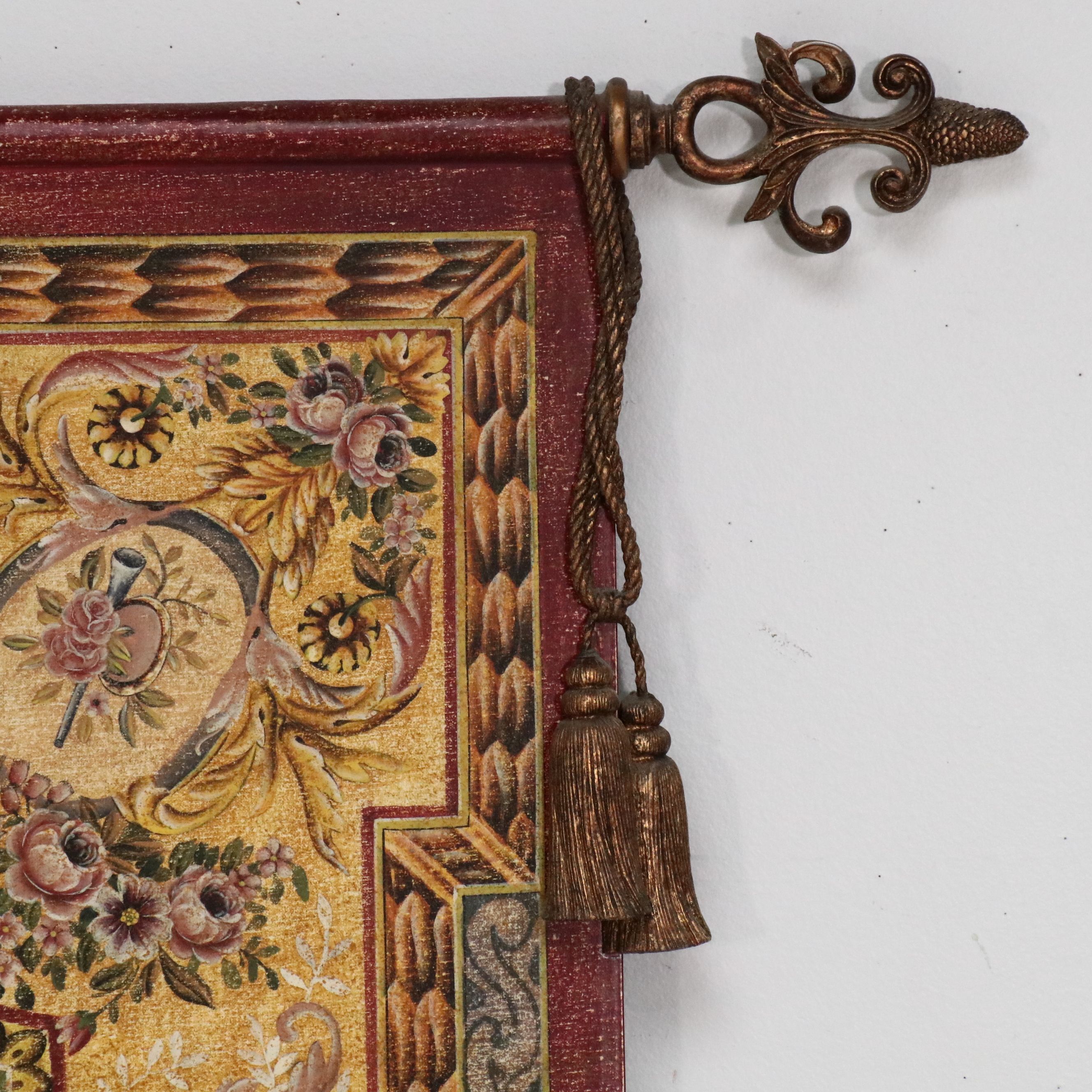 Transfer Print Sino-French Savonnerie Style Wall Panel with Hanging Rod, 2003