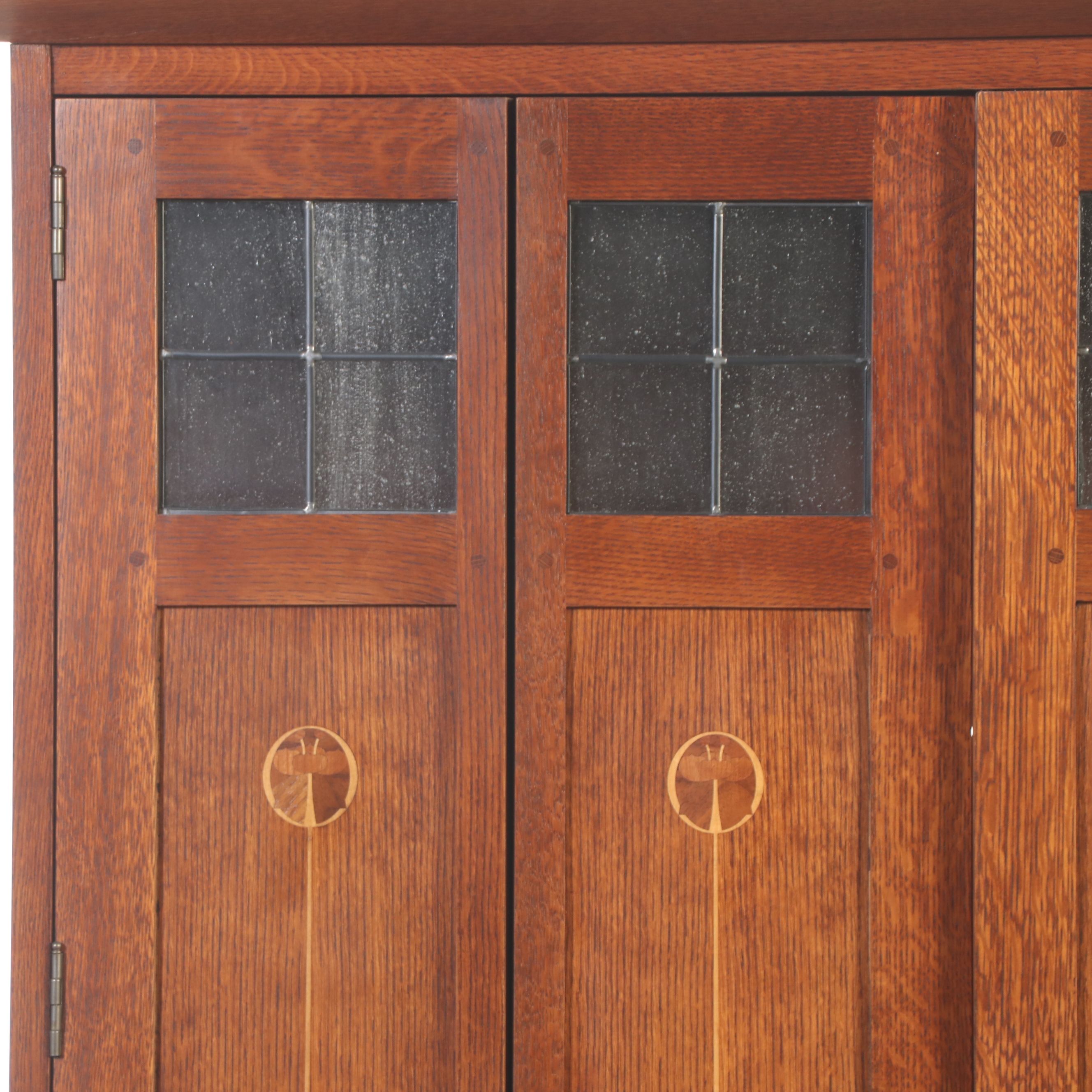 Stickley American Arts & Crafts Style Inlaid Oak Media Cabinet